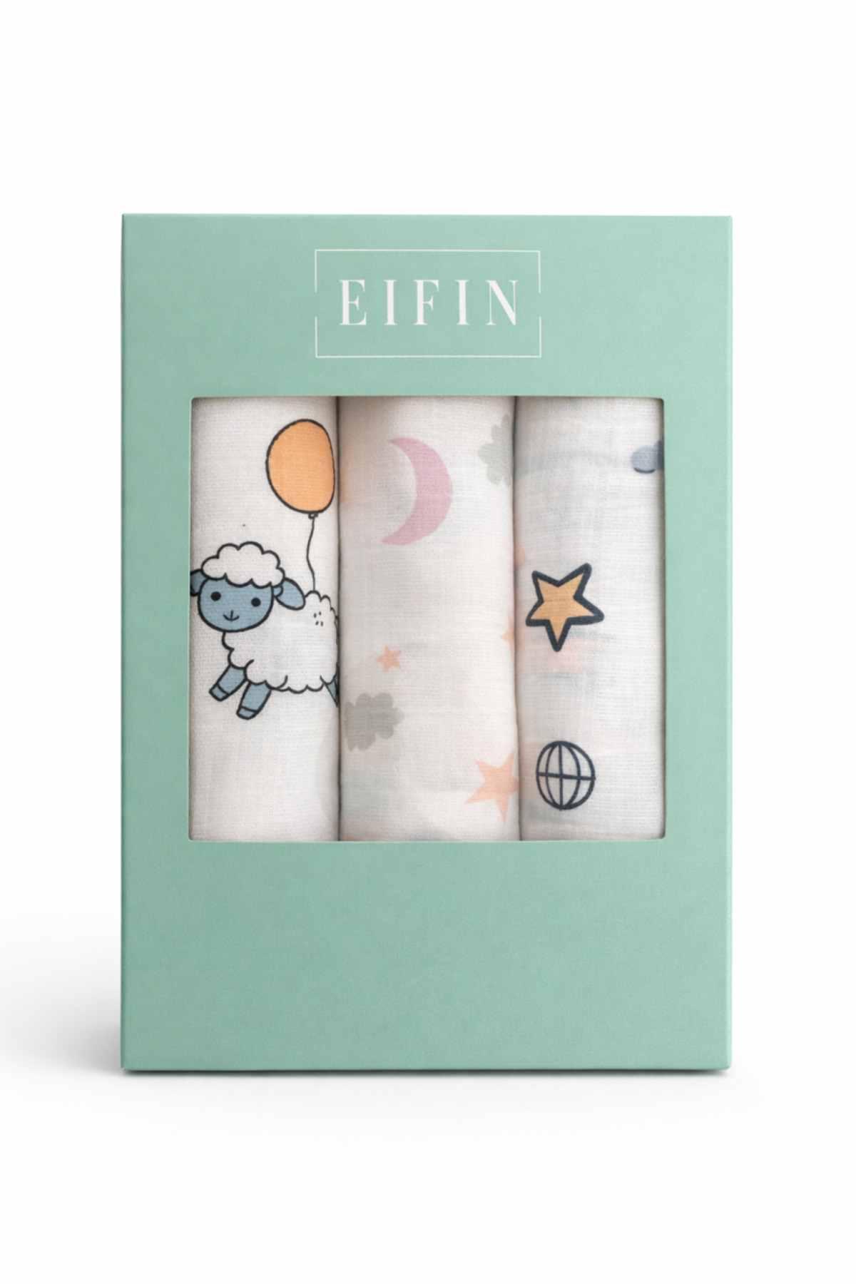 EIFIN Çok Amaçlı Müslin Örtü & Battaniye 3'lü Set %100 Pamuk Oeko-tex Sertifikalı Kutulu fotoğrafı 2 (önizleme)