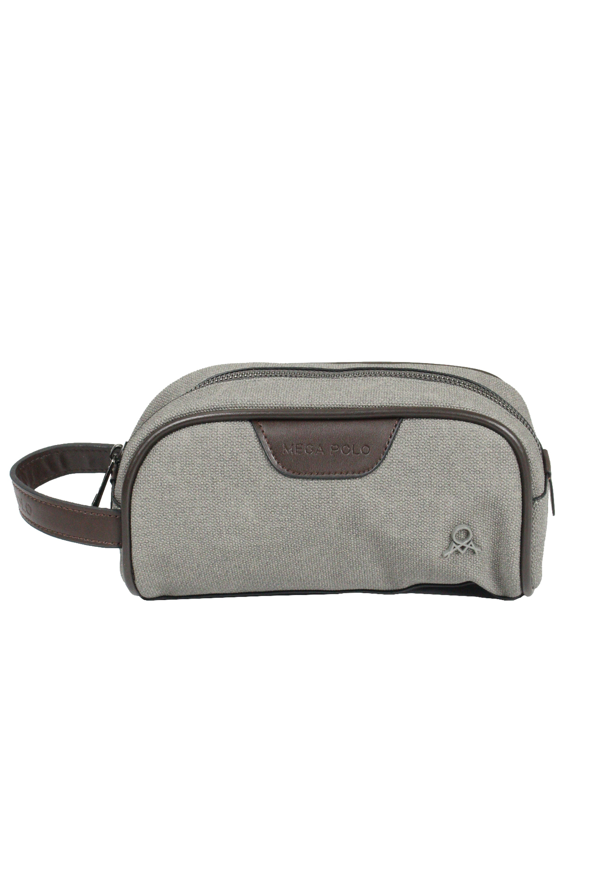 M 433 Kanvas El / Clutch / Makyaj / Tıraş Çantası Gri-Kahverengi