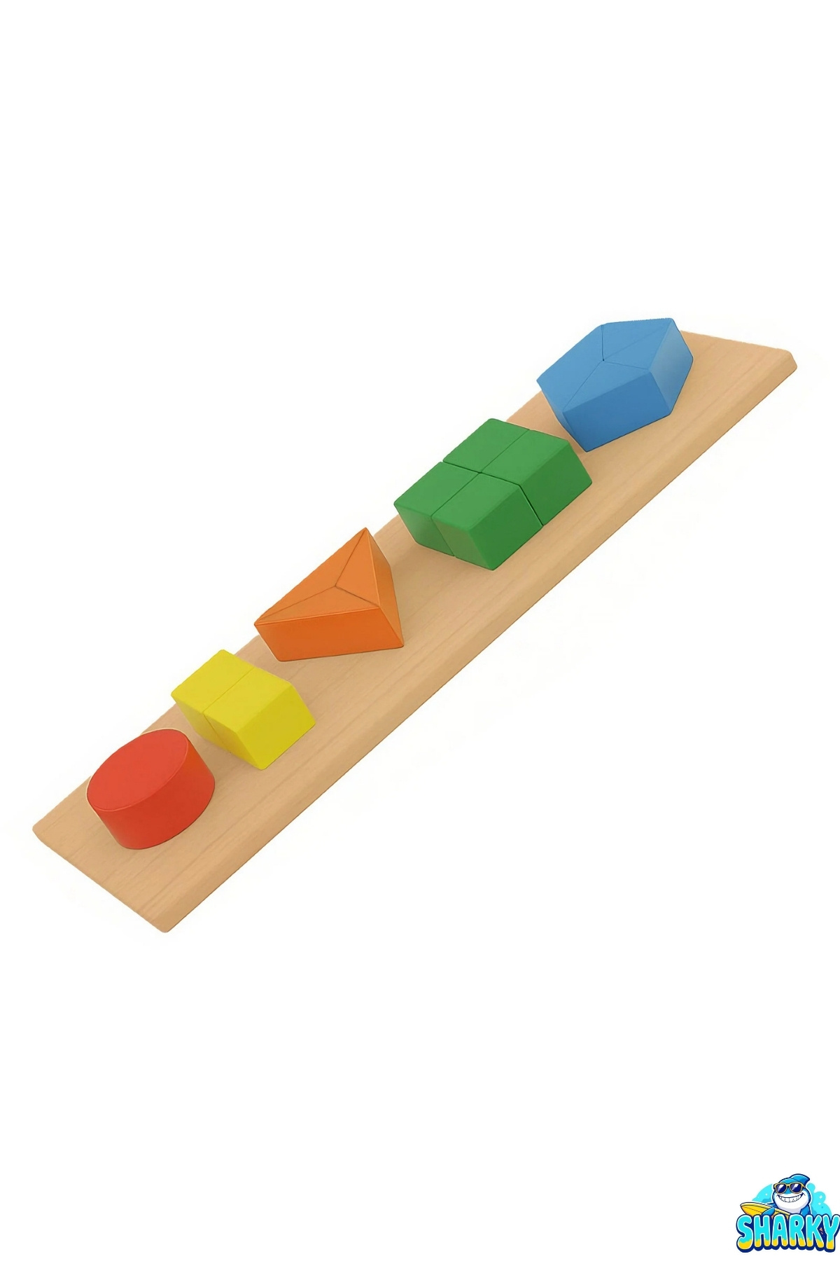 SHARKY Oyuncak 3D Ahşap Geometrik Bloklar – Renkli Eğitici Şekiller Motor Becerileri ve Koordinasyon Oyunu fotoğrafı 3 (önizleme)