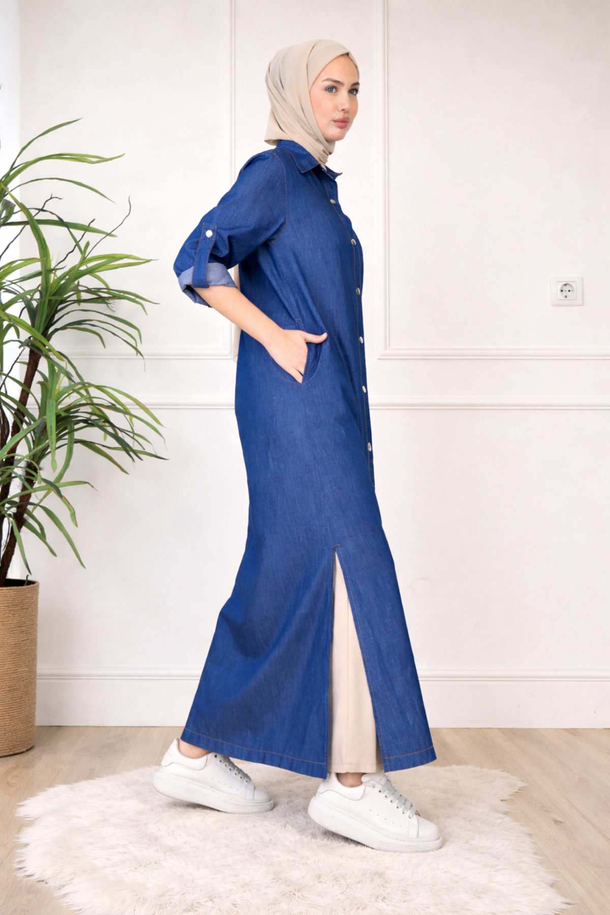 OKTAYUSTA COLLECTİON  Günlük Spor Yırtmaçlı Gömlek Yaka Çıtçıtlı Cepli Jami Ferace - Görsel 5