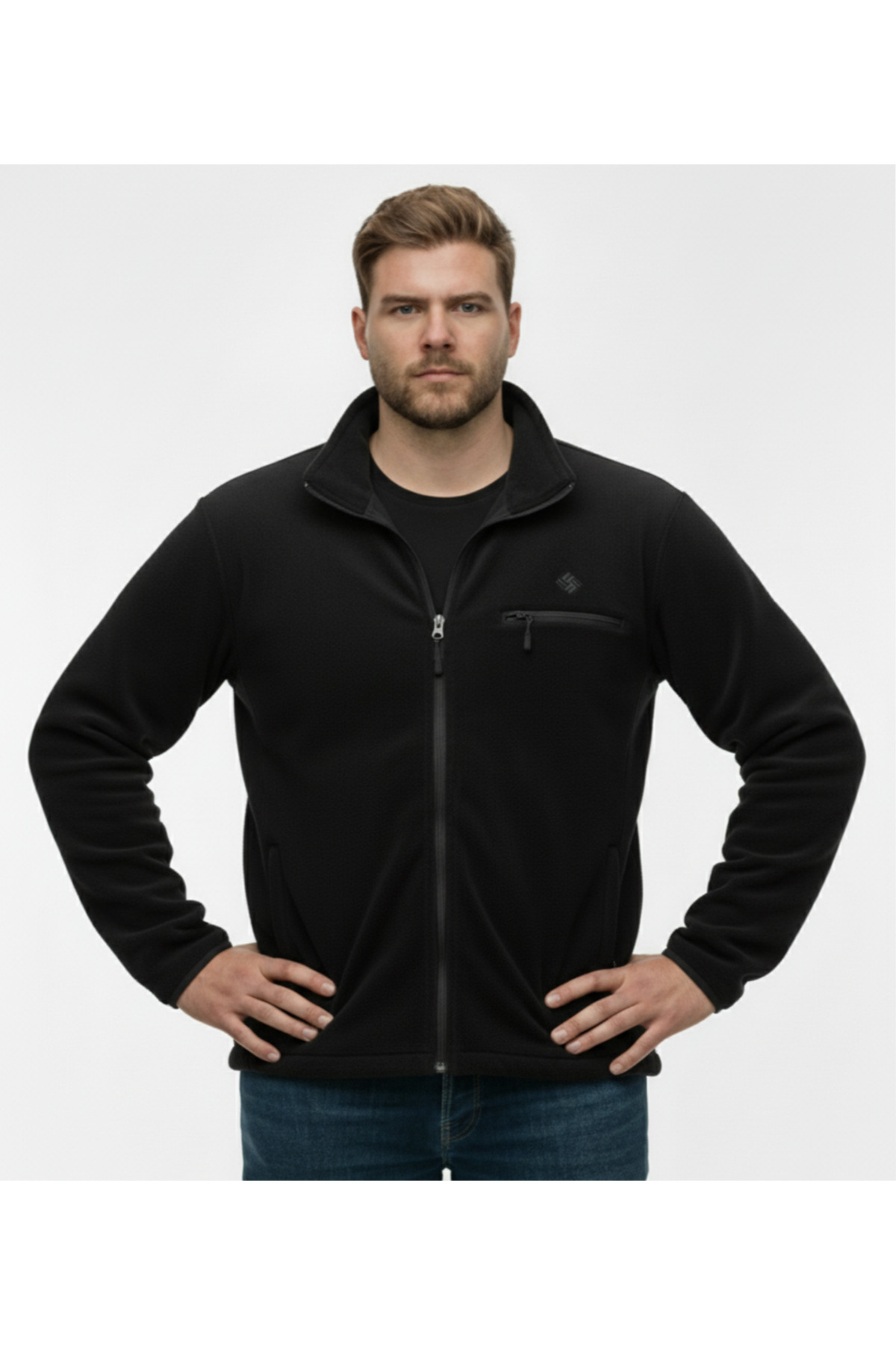 Lifeguard Büyük Beden Fermuarlı Polar Sweatshirt Siyah görsel 3