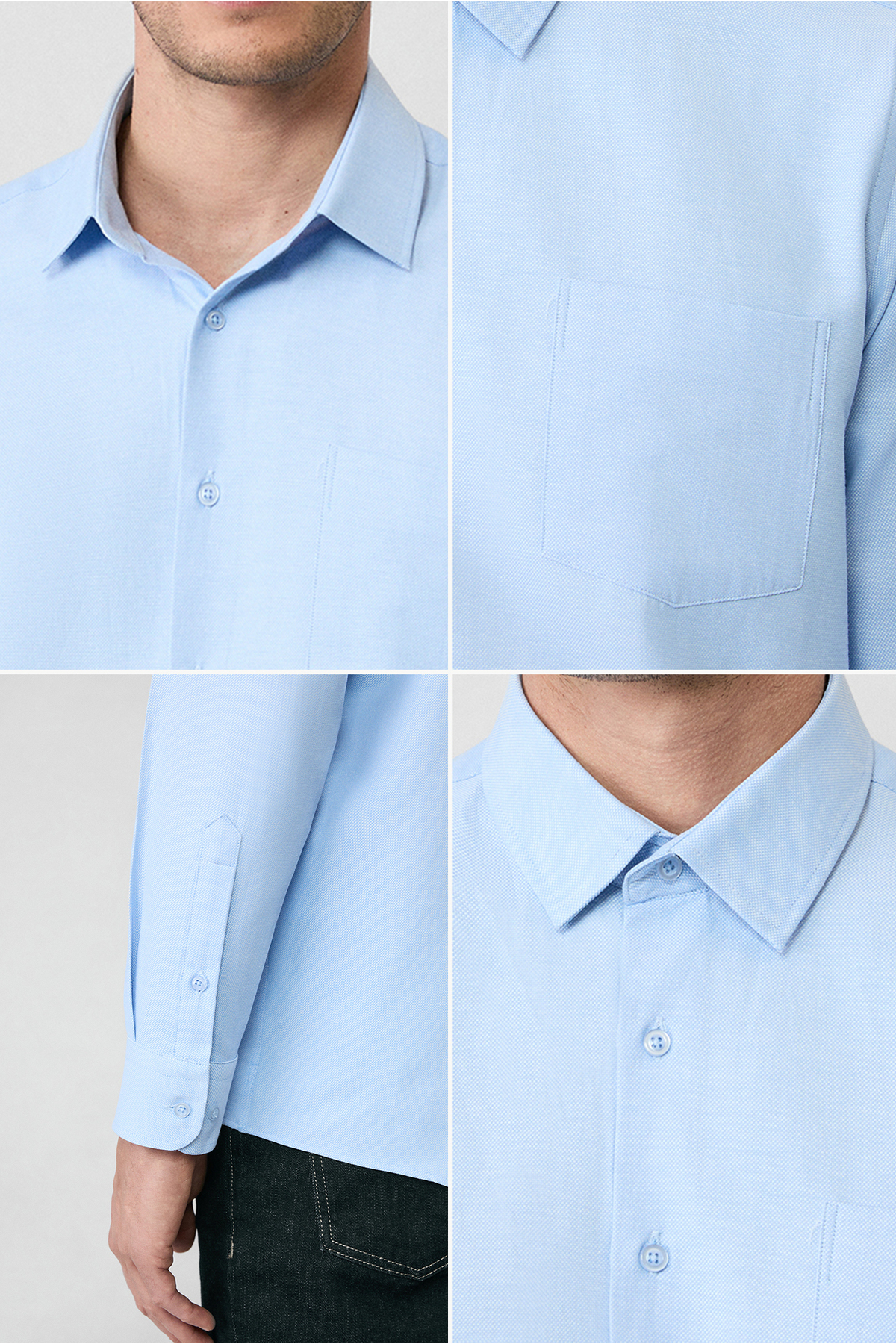 Kiğılı  Uzun Kol Regular Fit Klasik Yaka Pamuklu Kolay Ütülenebilir Cepli Oxford 4 Mevsim Gömlek - Görsel 4