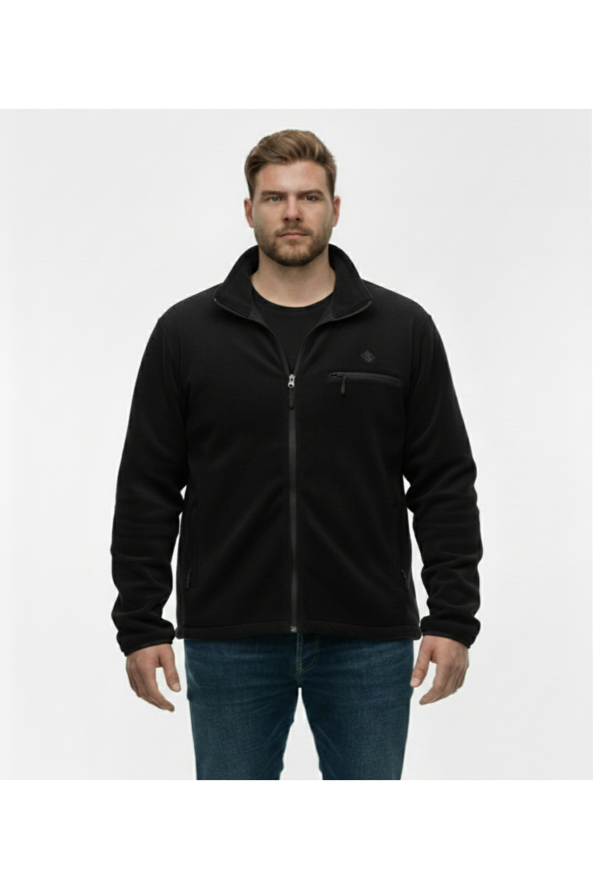 Lifeguard Büyük Beden Fermuarlı Polar Sweatshirt Siyah