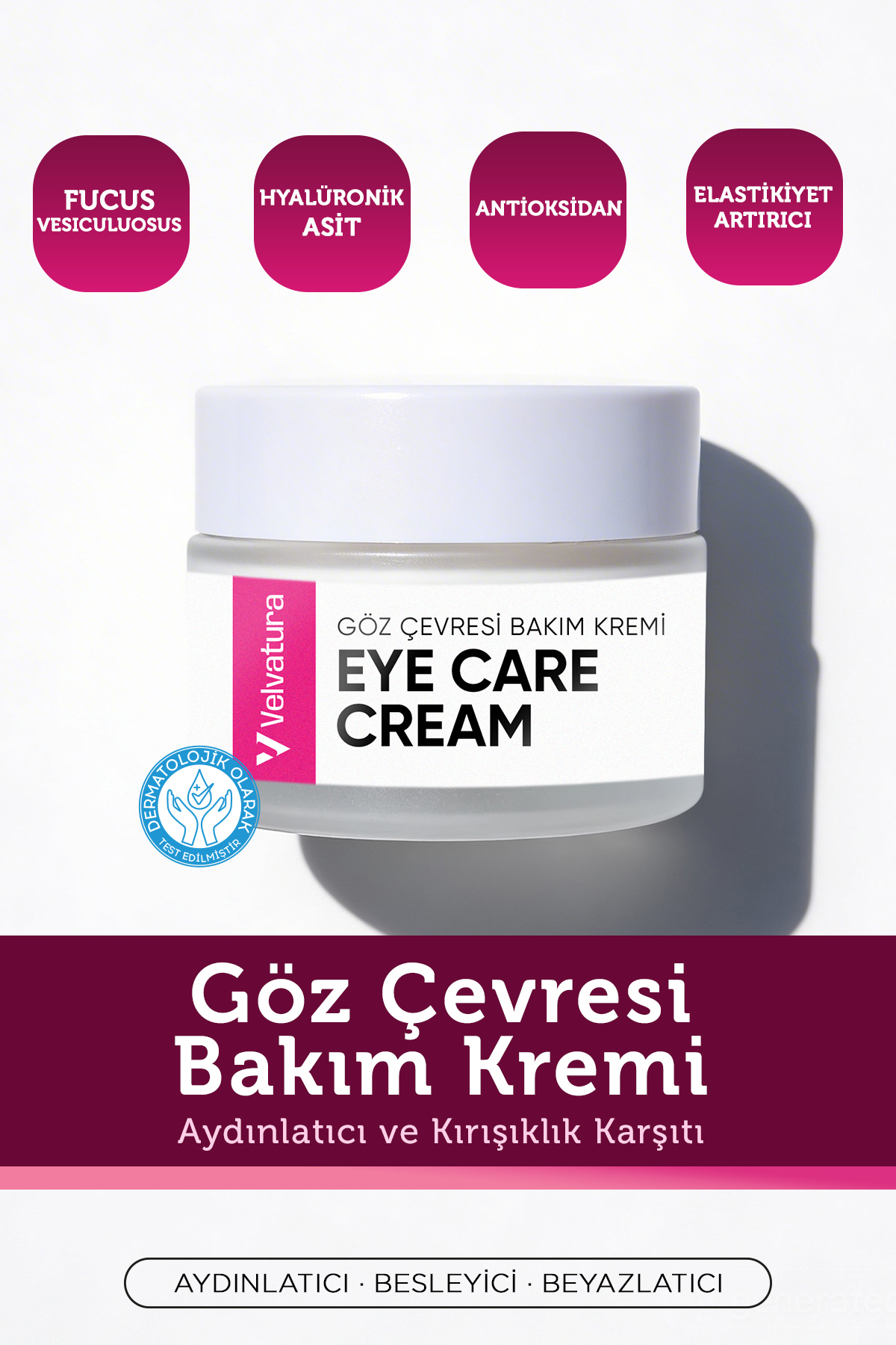 Velvatura Göz Çevresi Bakım Kremi Aydınlatıcı, Nemlendirici, Morluk, Koyu Halka Ve Kırışıklık Karşıtı 30 ml — göz
