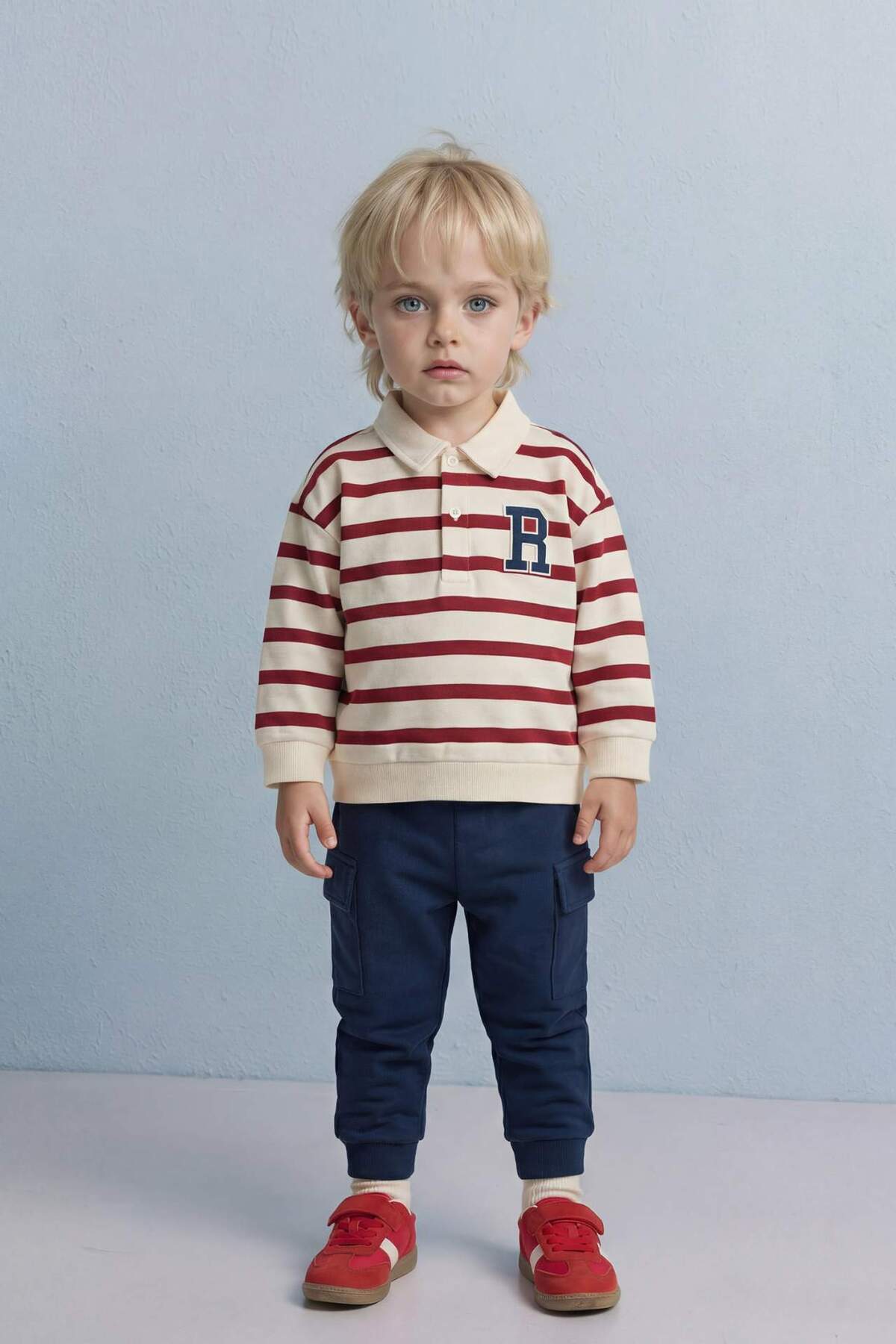 Defacto 2'li Takım Çizgili Sweatshirt Pantolon Erkek Bebek G6297A526SP fotoğrafı 2 (önizleme)