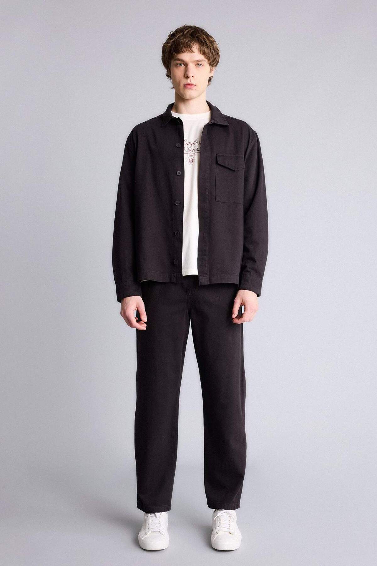 DeFacto %100 Pamuk Baggy Fit Pantolon F6129AX26SP görsel 2