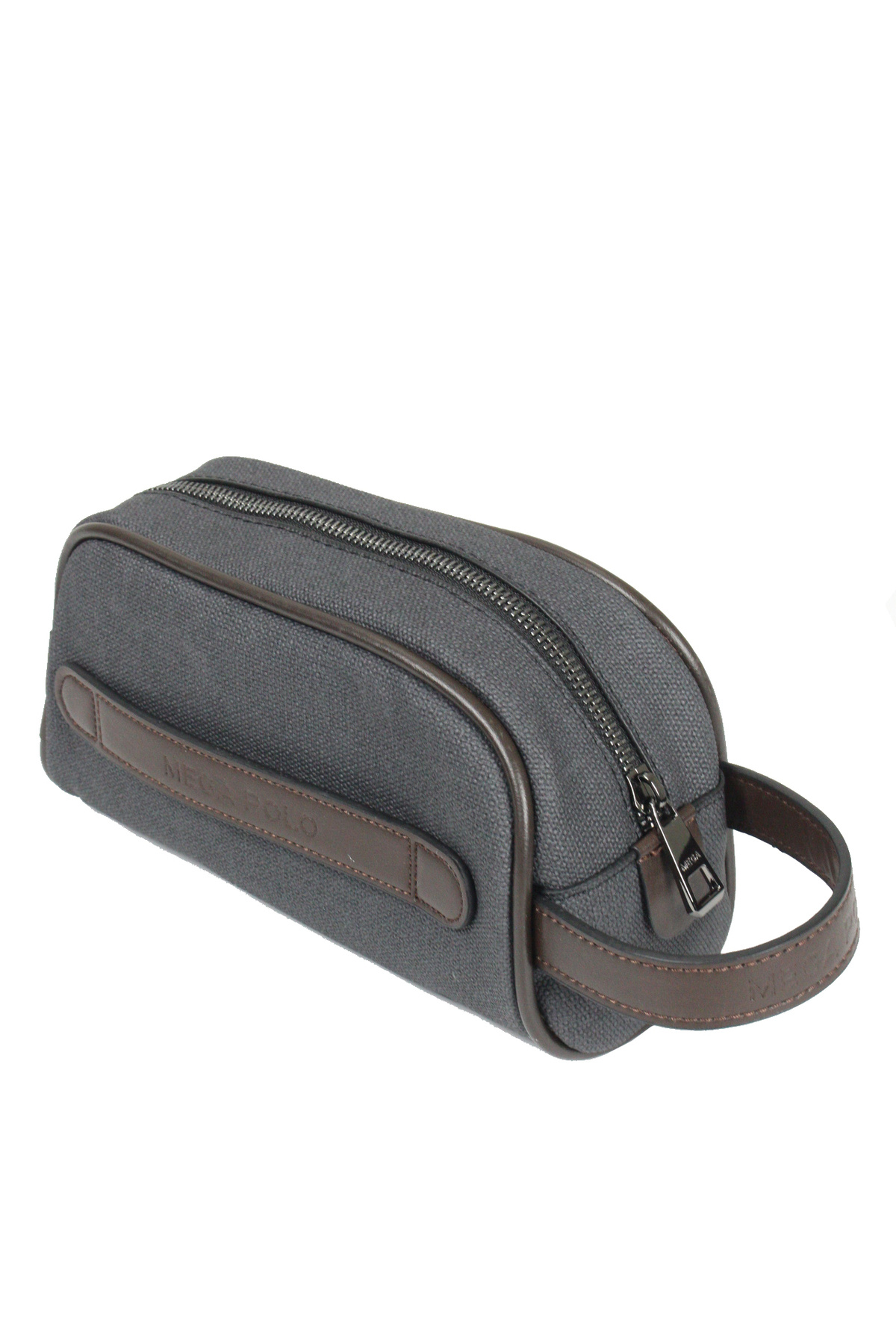 M 433 Kanvas El / Clutch / Makyaj / Tıraş Çantası Siyah-Kahverengi