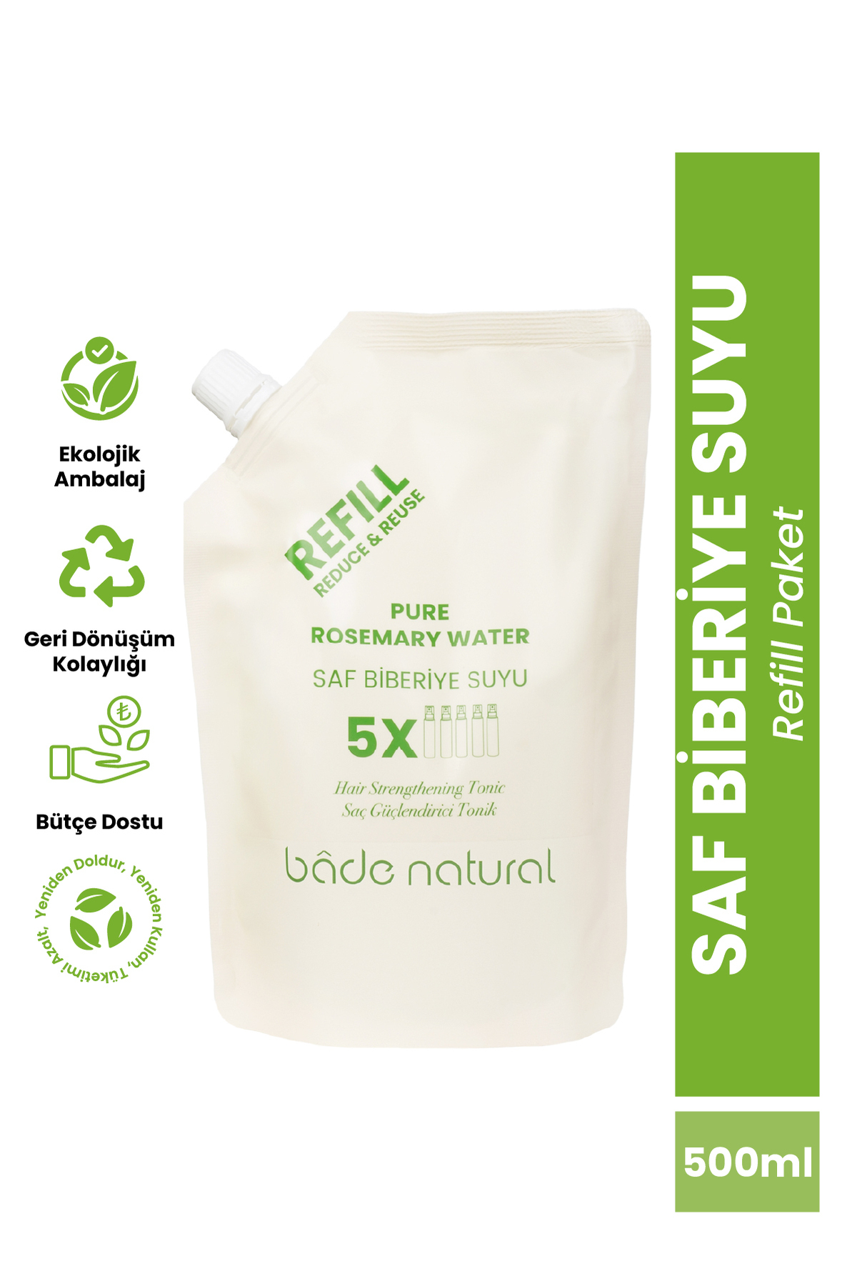 Bade Natural Biberiye Suyu Güçlendirici Saç Toniği Refill Paket 500 ml - Fiyatı, Yorumları