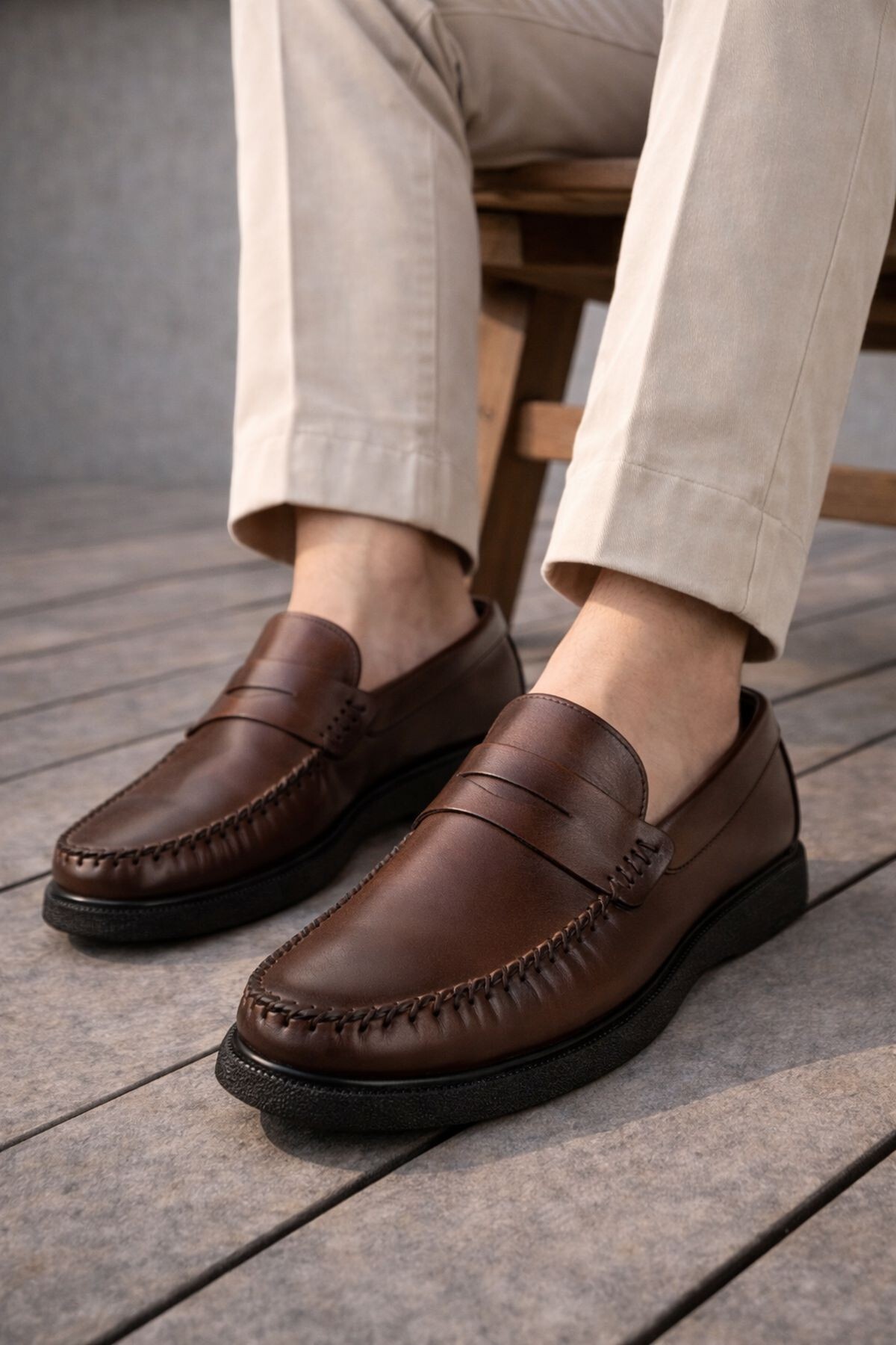 Muggo  GENTZ Hakiki Deri Rahat Taban Erkek Günlük Klasik Loafer Ayakkabı - Görsel 6