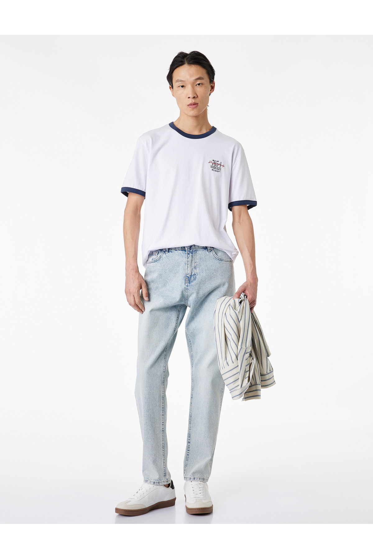 Koton Regular Fit Short Sleeve Cotton Color Contrast Crew Neck Printed T-Shirt