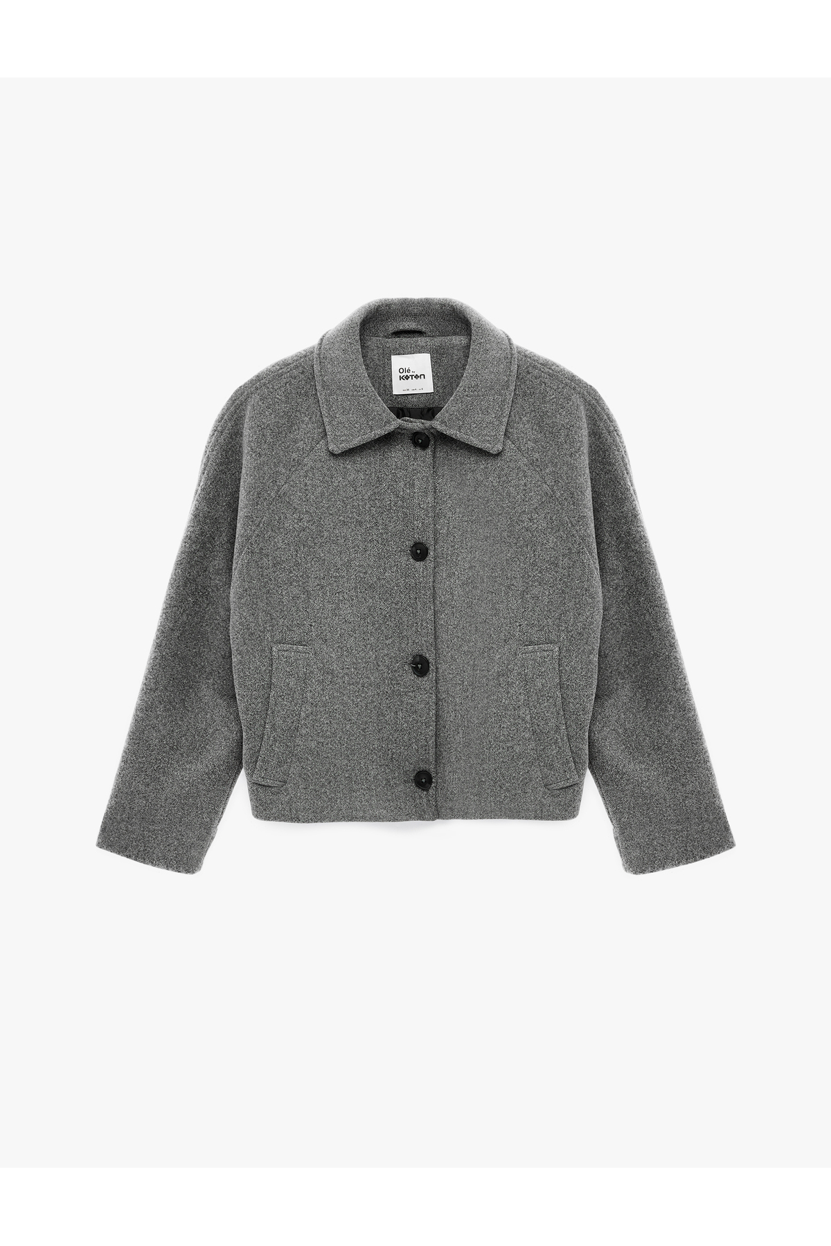 Koton  Uzun Kollu Cepli Düğmeli Klasik Yaka Kaşe Ceket - Görsel 4