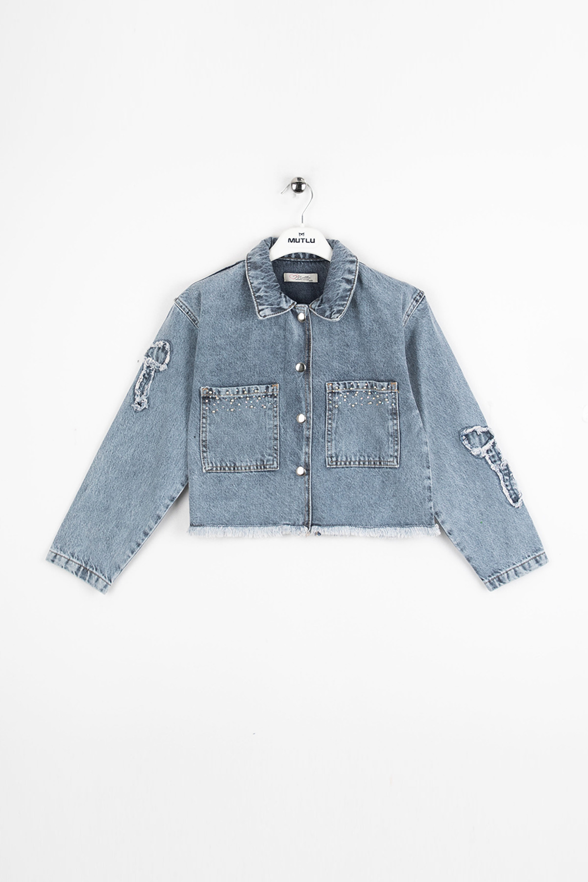 Mutlu Kids  Aplikeli Kız Kot Ceket - Görsel 5