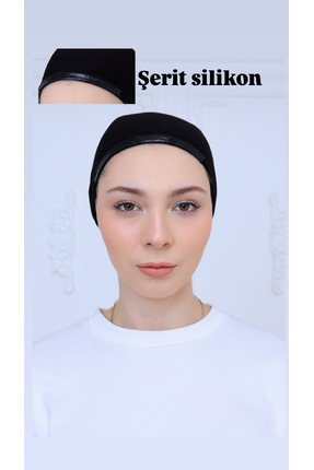 Modamelita Siyah Likralı silikonlu kaymaz bone kaymayan bone dikişsiz bone ge...