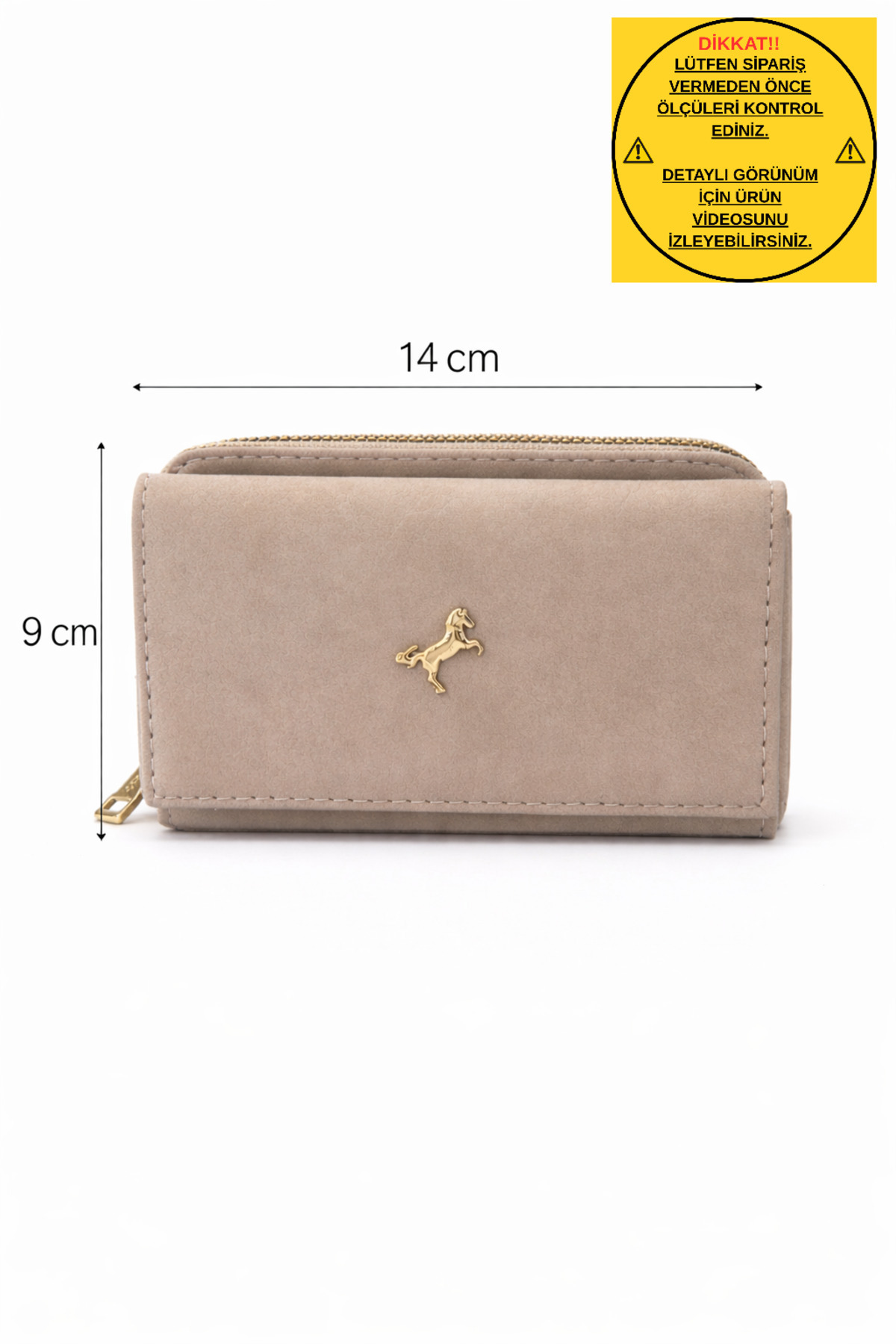 MODEL CÜZDAN  Kadın Cüzdan Yumuşak Deri Çıtçıtlı Fermuarlı Kartlık Bej - Görsel 4