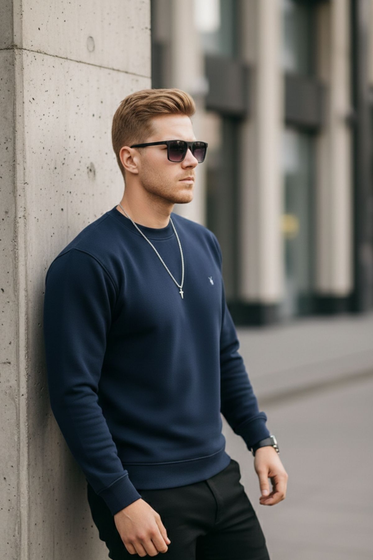 COMBİNE MİCHAİL  Lacivert Renk Basic Bisiklet Yaka Relaxed Regular Erkek Sweatshirt - Görsel 6