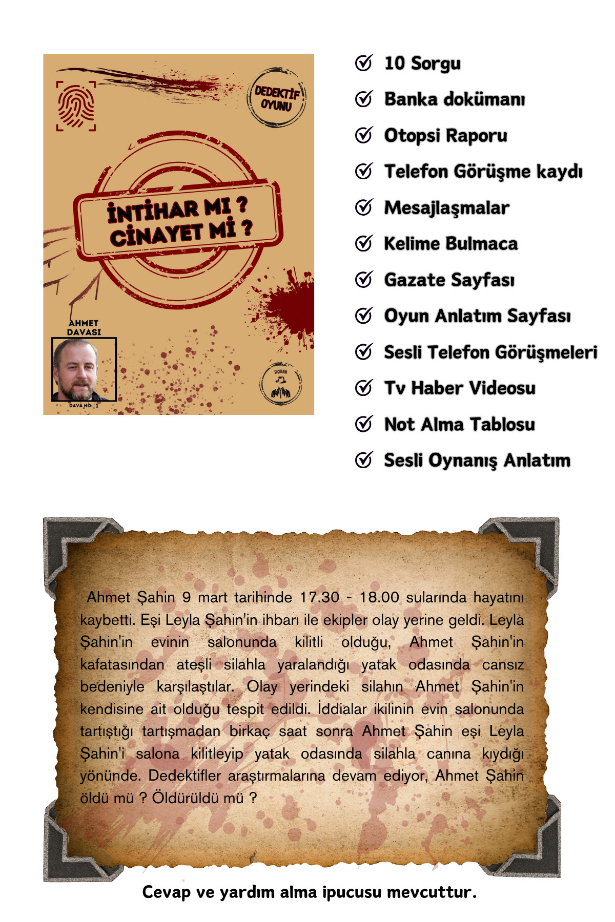 Suçlu Kim Dedektiflik Suç Çözümleme-suçluyu Bulma-dedektif Oyunu-cinayet Çözme-dedektif Oyunu-kutu Oyunu fotoğrafı 6 (önizleme)