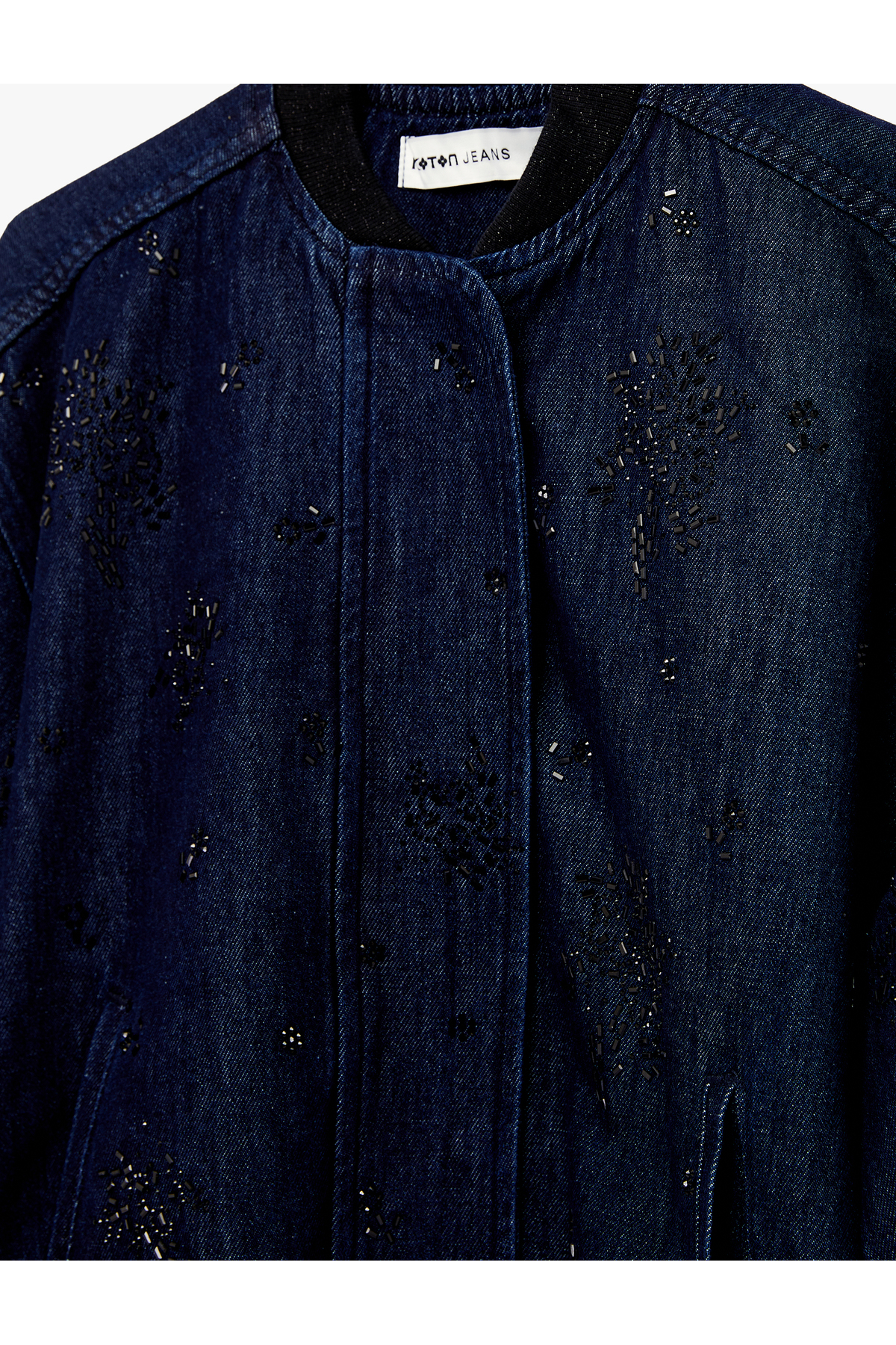 Koton  Taş Detaylı Uzun Kollu Düğmeli Yuvarlak Yaka Denim Ceket - Görsel 5