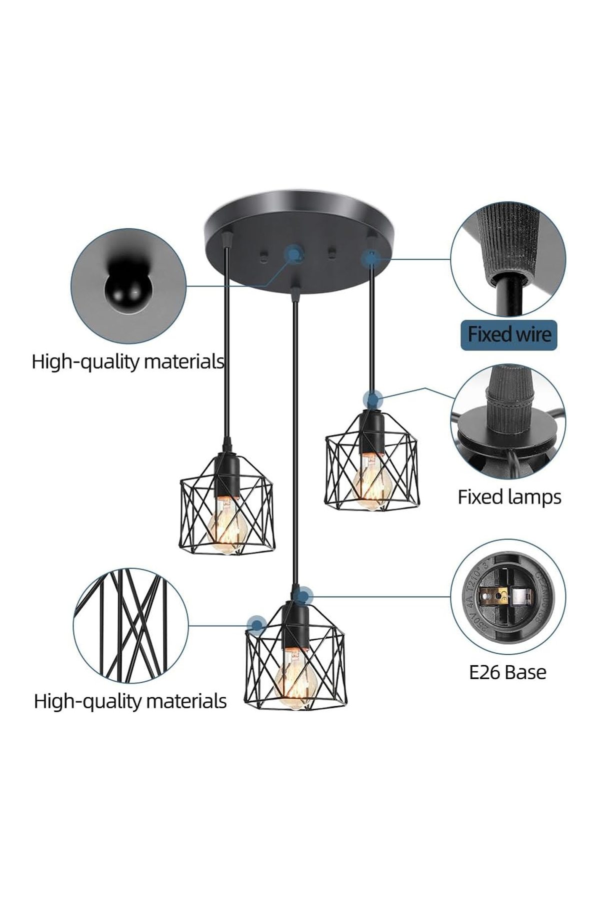 ثريا معلقة صناعية أسود 3 رؤوس | إضاءة عصرية للمطبخ...