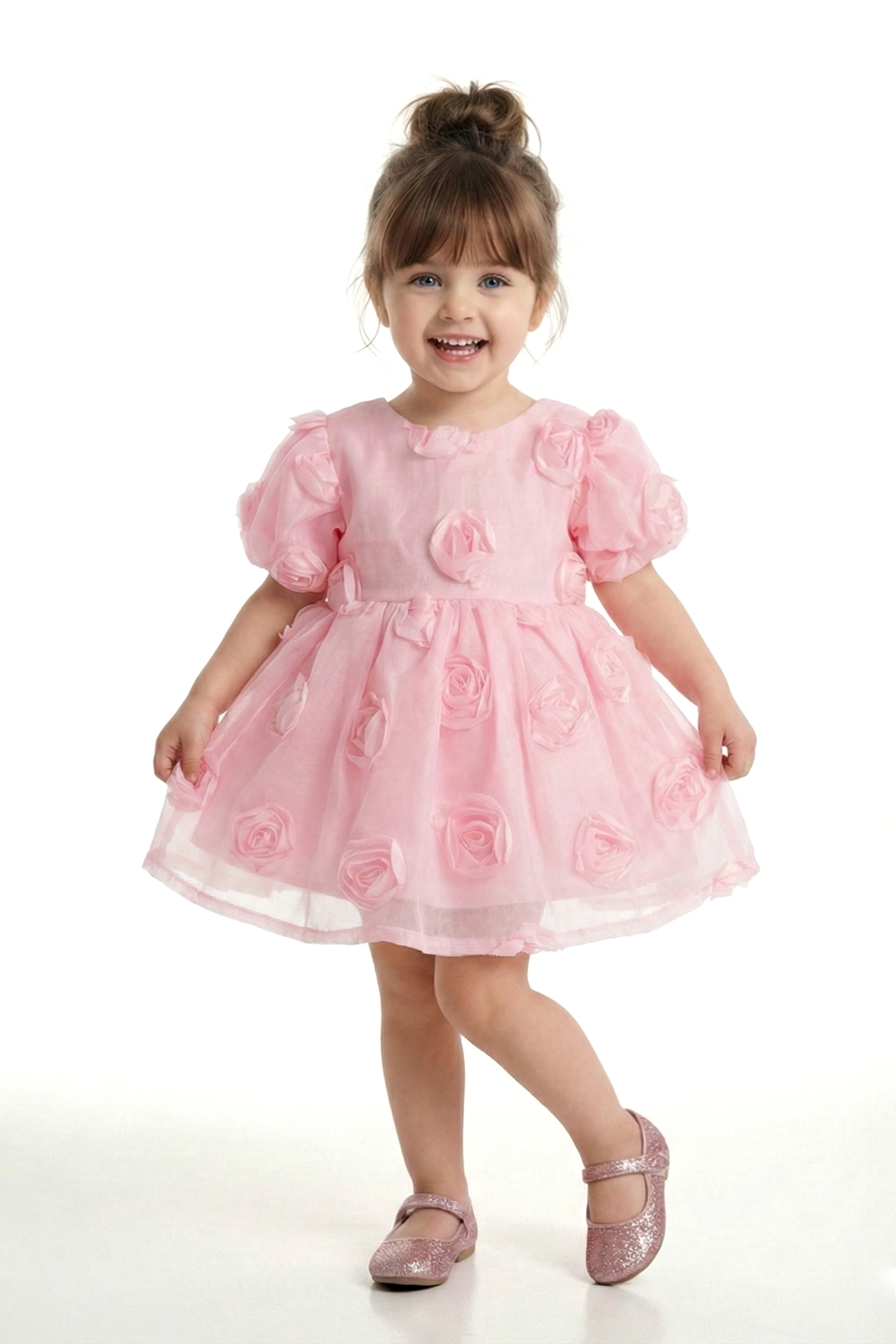 Baby Animals Kız Bebek Kız Çocuk Doğum Günü Parti Düğün Elbise Kısa Kol Tüllü Tütülü Tütü Astarlı fotoğrafı 4 (önizleme)