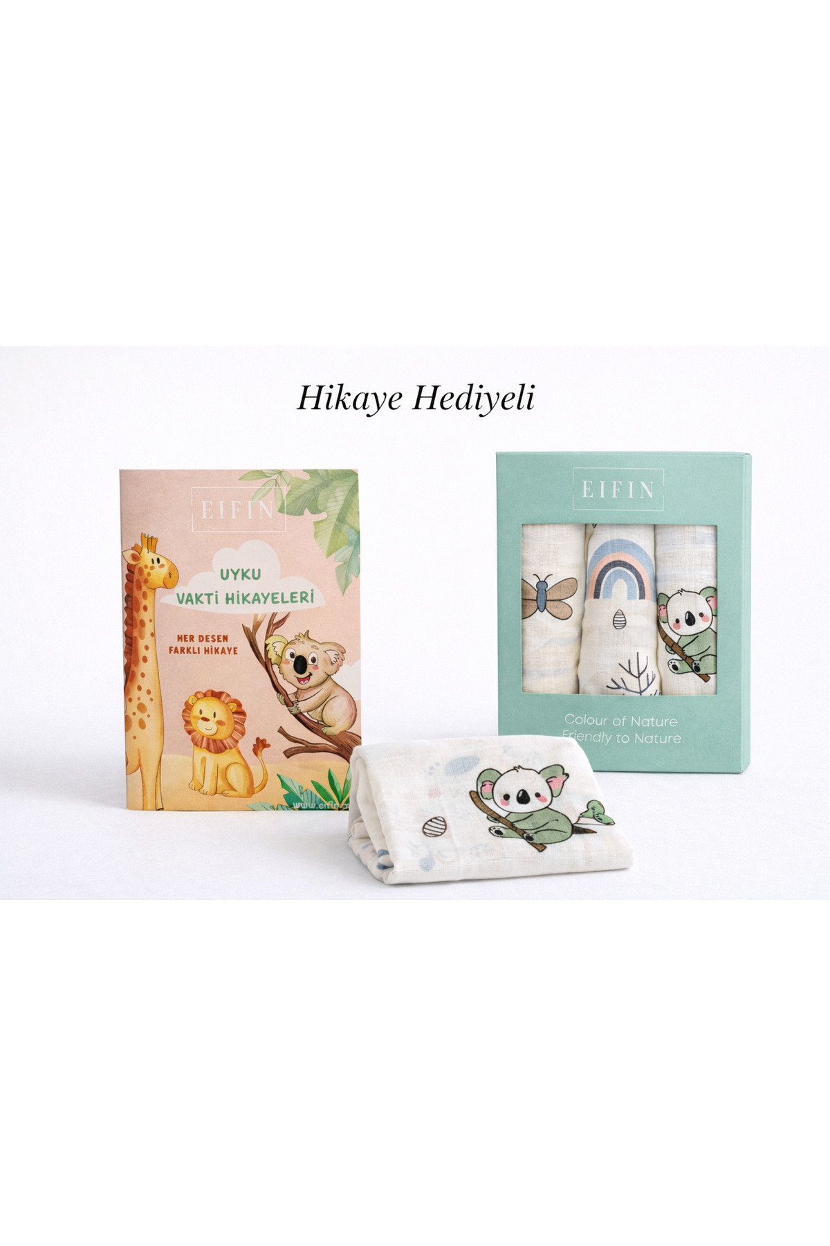 EIFIN Çok Amaçlı Müslin Örtü & Battaniye 3'lü Set %100 Pamuk Oeko-tex Sertifikalı Kutulu fotoğrafı 7 (önizleme)