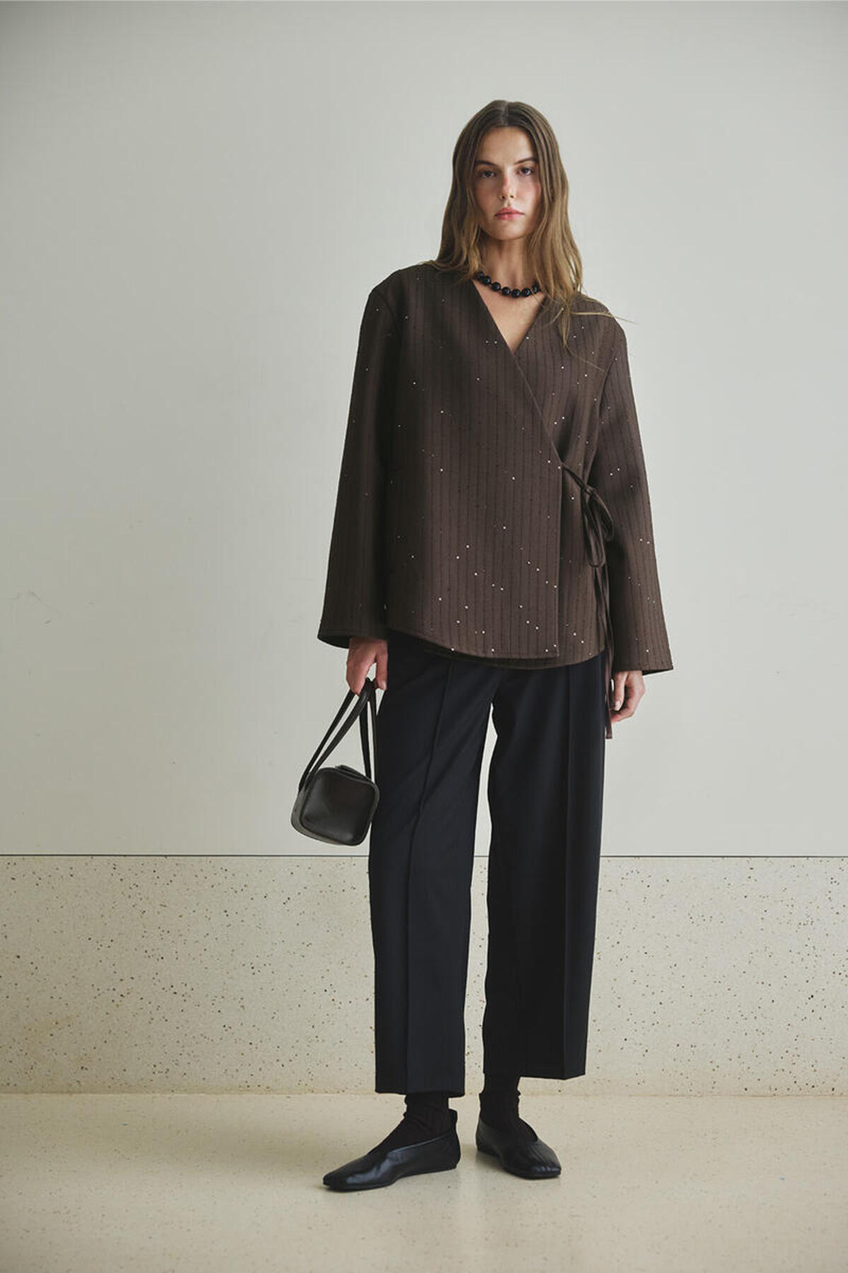 BE BLUE  KAHVERENGİ IŞILTILI KİMONO MONT - Görsel 2