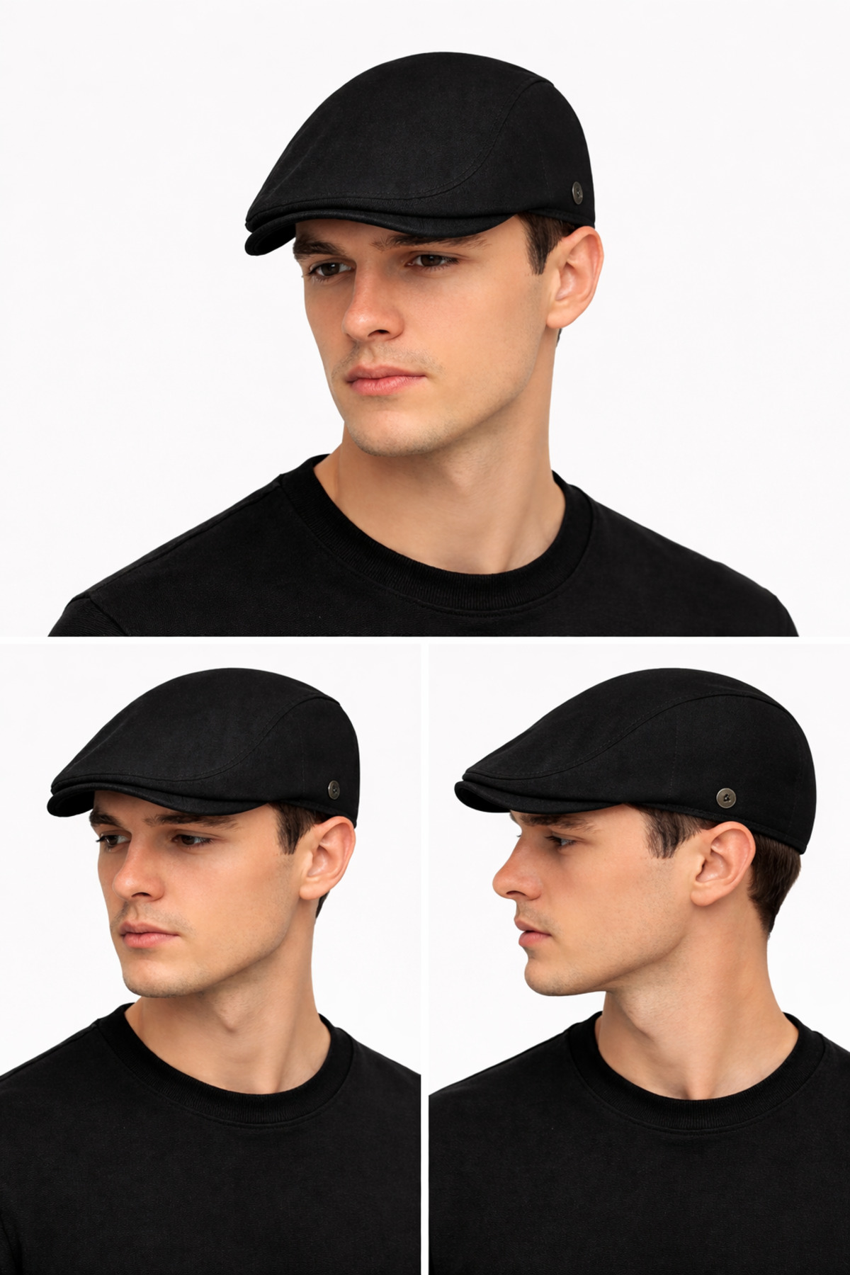 ZERAMİNE  Siyah Erkek London Kasket – Yazlık Flat Cap İngiliz Şapka Modeli - Görsel 2