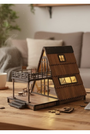 Demo Tasarım Kendin Yap Maket Ev (Orman Bungalov Balkonlu)