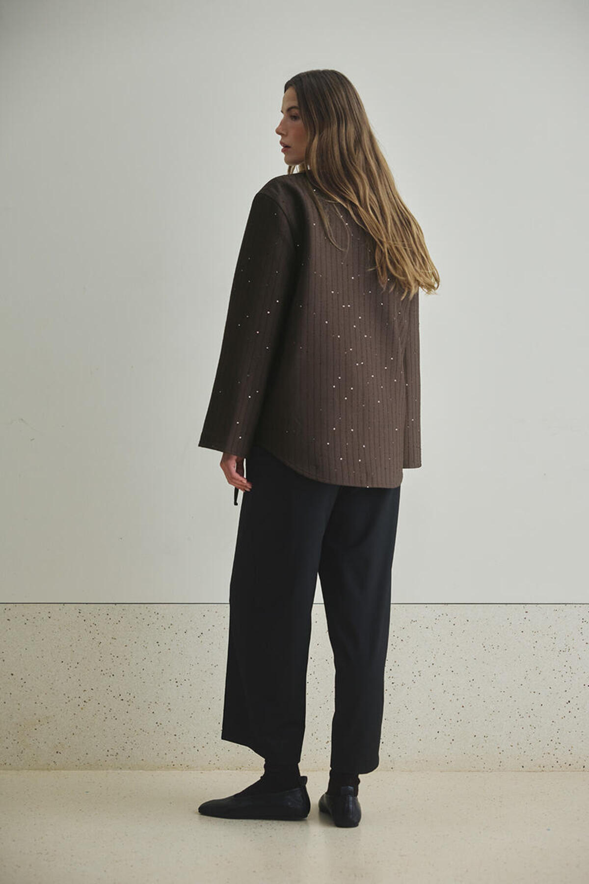 BE BLUE  KAHVERENGİ IŞILTILI KİMONO MONT - Görsel 6