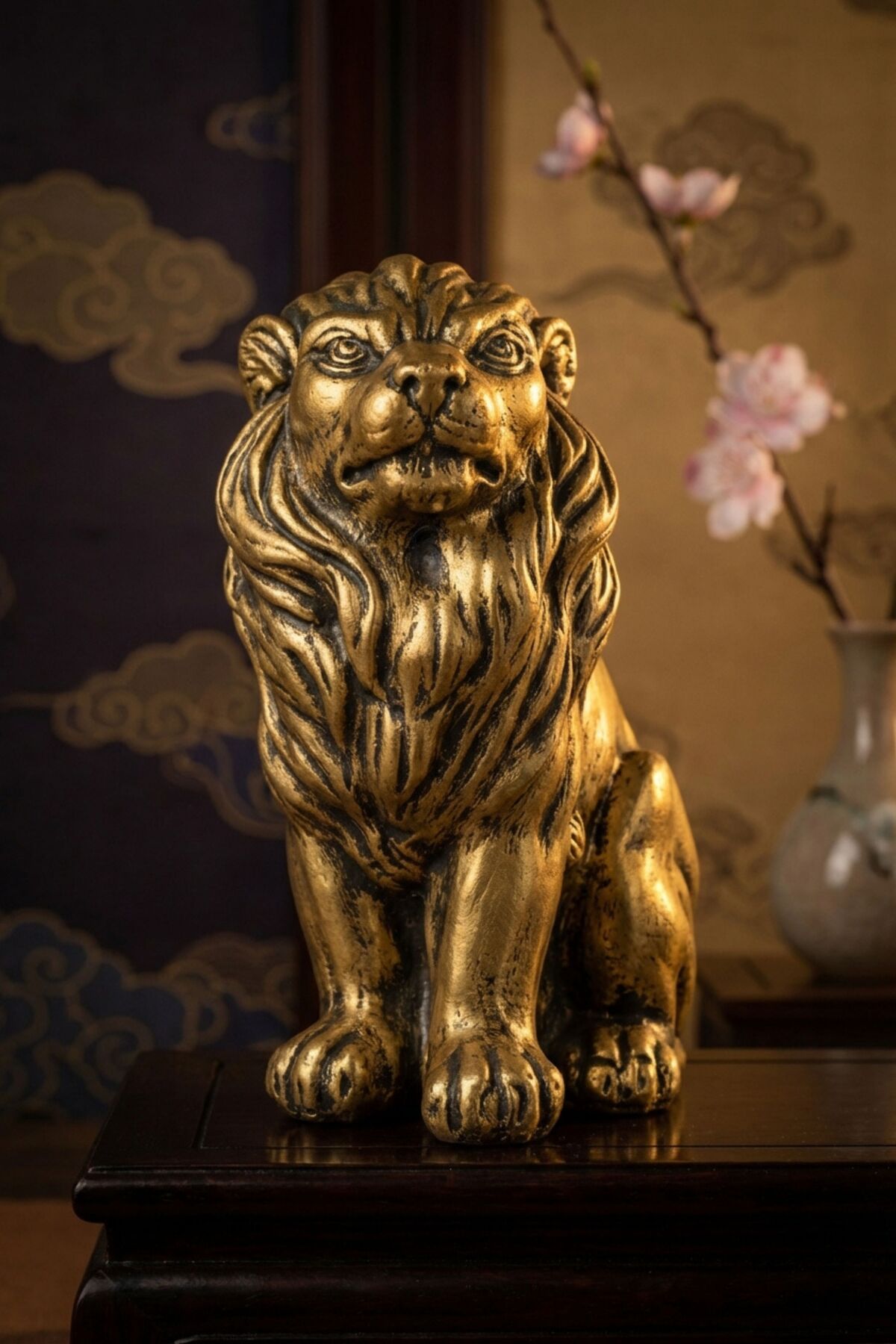 Trinket Decorative Object Sculpture Trinket Lion Trinket Decorative Ornament Gold Antique Color Model 2