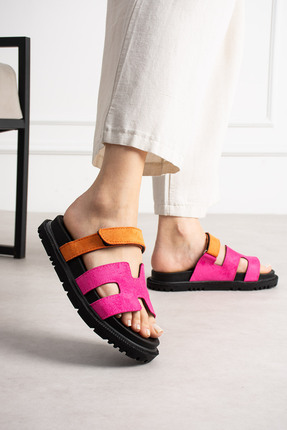 Moda Devrin Fujia Süet Cırtlı Anatomik Rahat Fujian Kadın Terlik