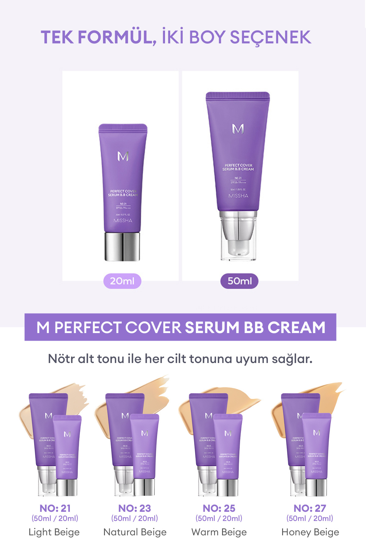 سرم کرم BB M Perfect Cover SPF50+/PA++++ شماره 21 با خاصیت ضد پیری و ایجاد ظاهری درخشان