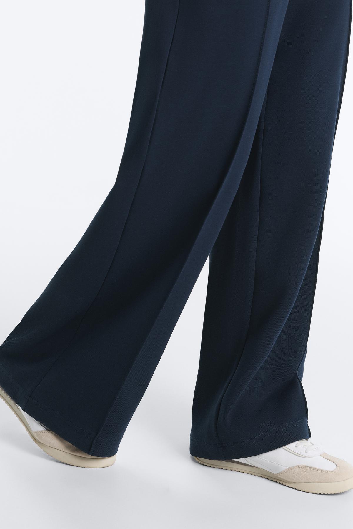 Oysho  Kontrast Piping Pamuklu Pikeli Düz Paça Pantolon - Görsel 4