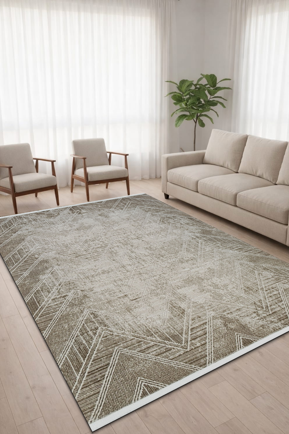4 Square Meters - 6 Square Meters Bamboo Style Modern Woven Living Room Kitchen Carpet Antiallergic Beige