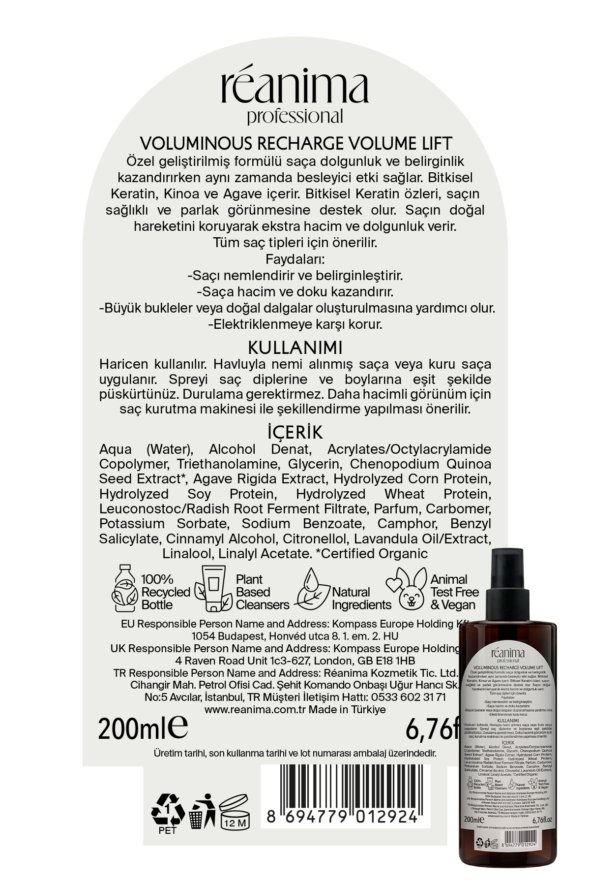 تونیک حجم دهنده و حالت دهنده موی Voluminous Recharge که حجم و پرپشتی مو را افزایش می‌دهد — VOL-STNK — تصویر 3 از 8