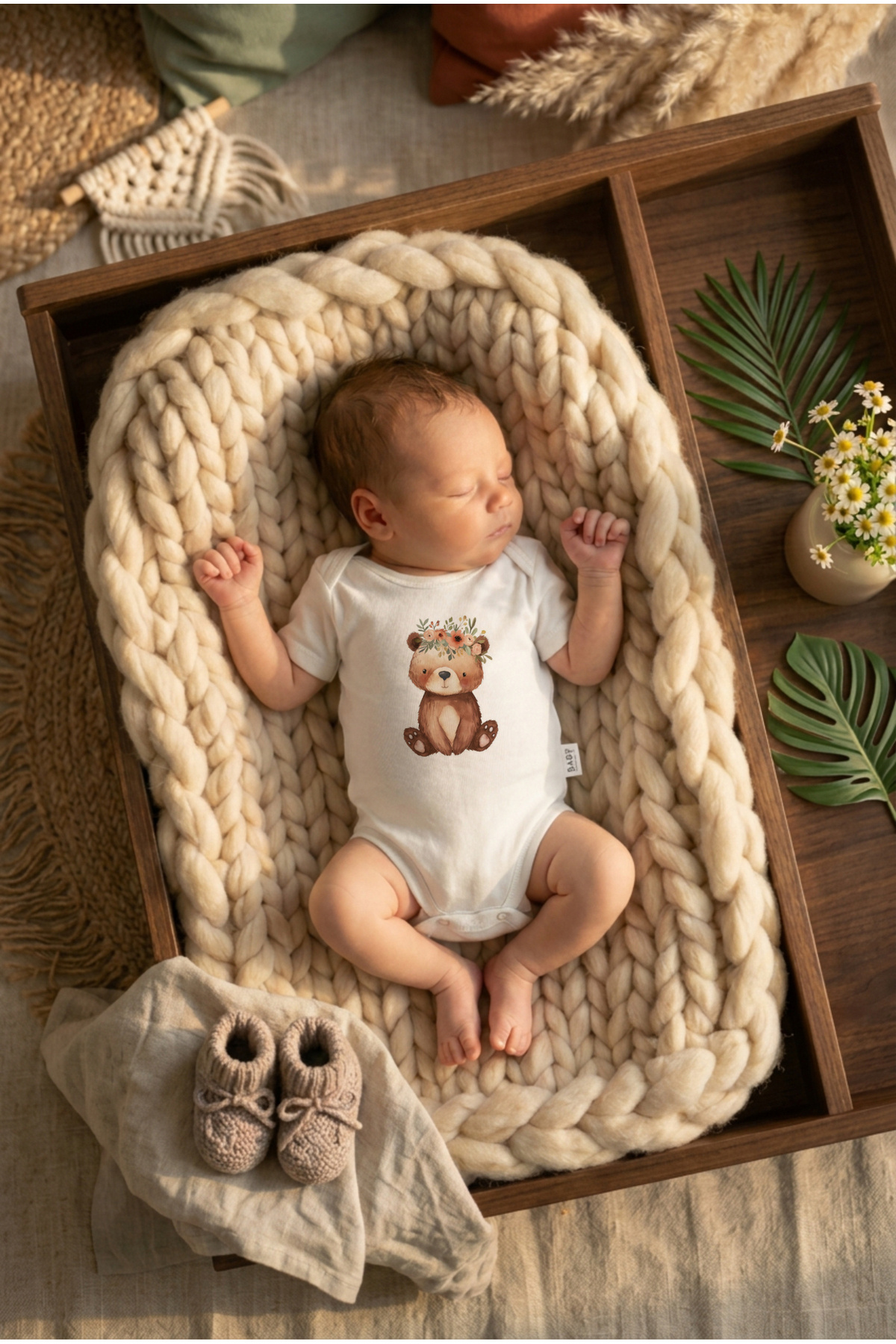 bebeqon Bebek Kısa Kollu Baskılı Pamuklu 3'lü Body Takımı Beyaz fotoğrafı 2 (önizleme)