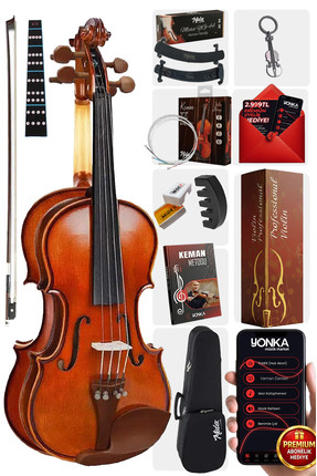 Midex Gla-124 Profesyonel Üst Kalite Gül Keman 4/4 Tam Boy Full Set