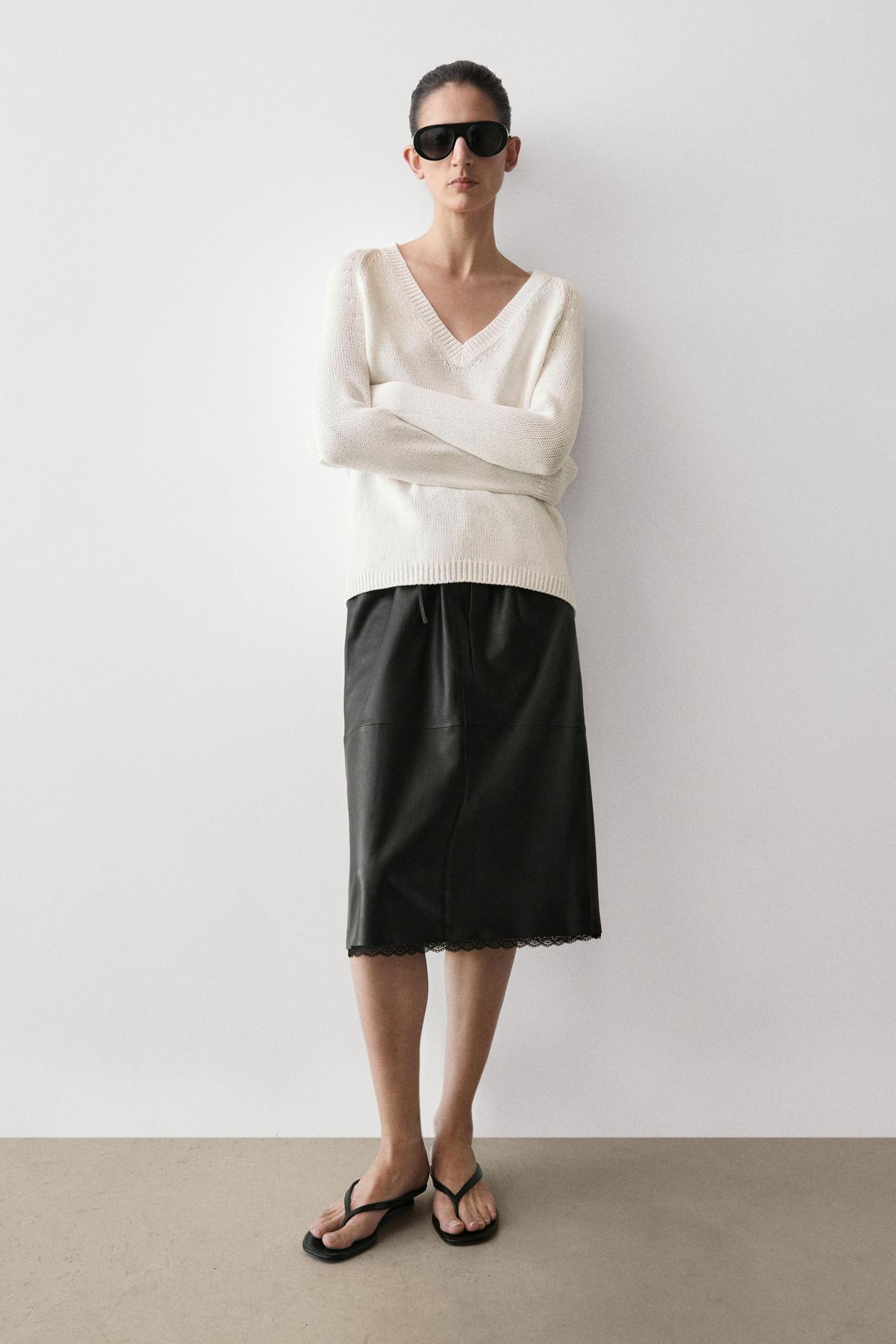 Massimo Dutti  Pamuklu V yaka triko kazak