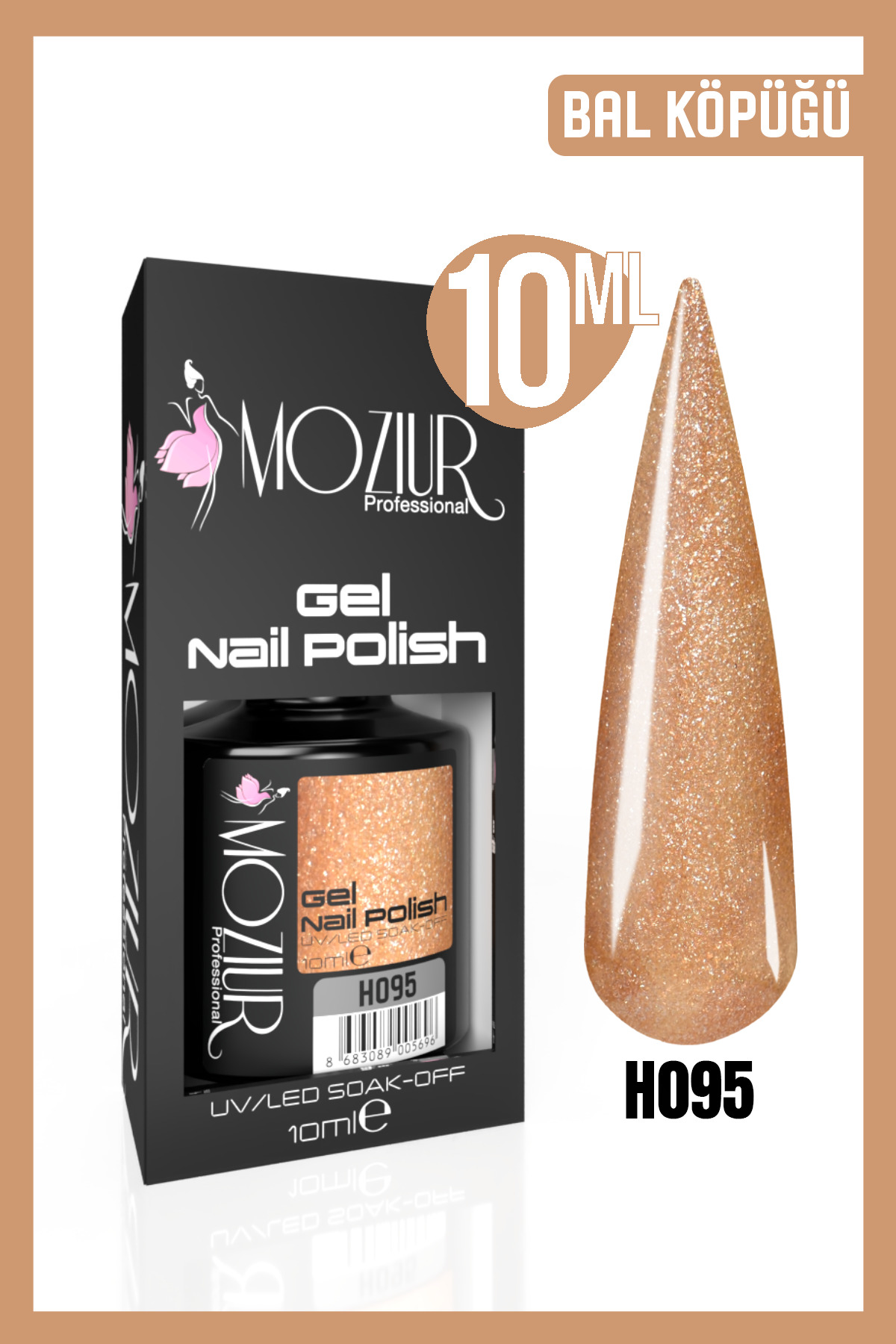 MOZIUR لاک ناخن دائمی UV LED H095 (سری اکلیلی) 10 میلی لیتر — بژ 8683089005542