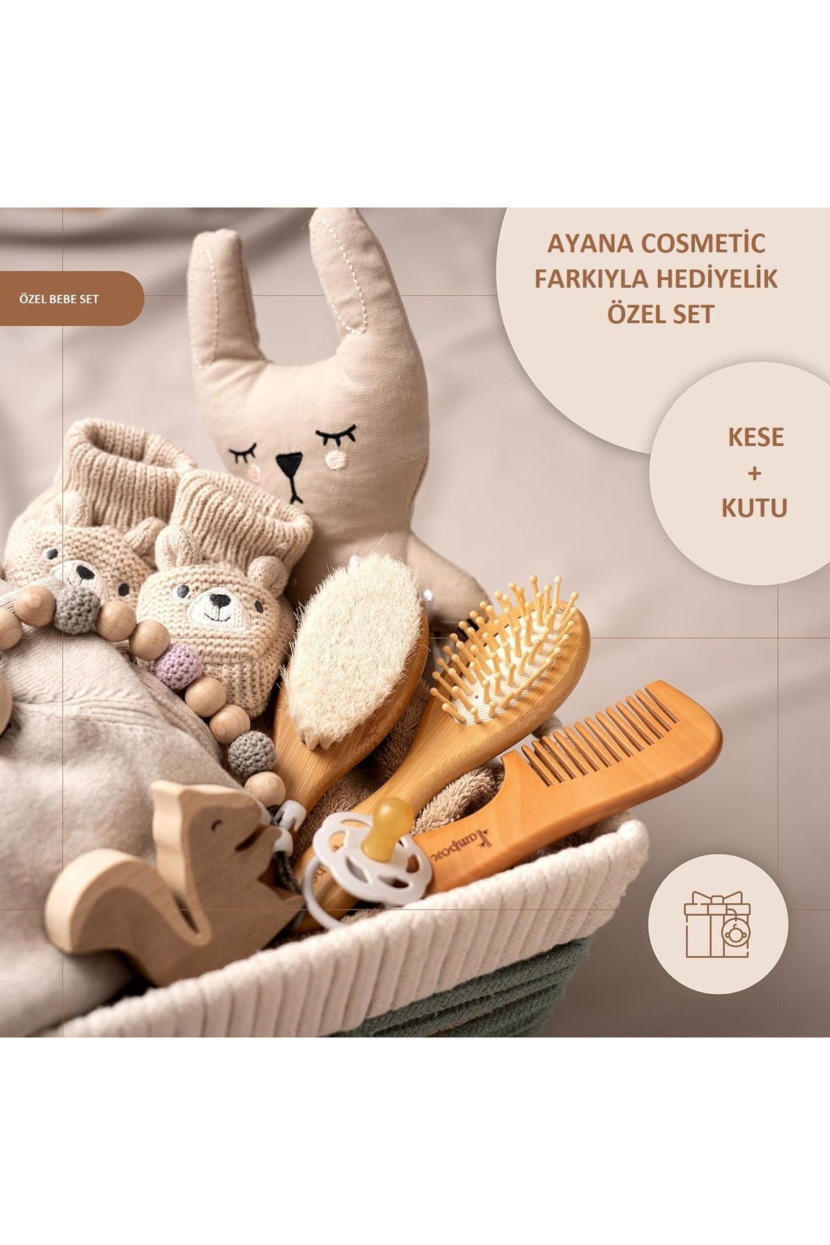 Ayana Cosmetic İsme Özel Hediyelik % 100 Doğal 3 lü set Bebek Fırça + Bambu Tarak + Konak Tarak Kese ve Kutu fotoğrafı 3 (önizleme)
