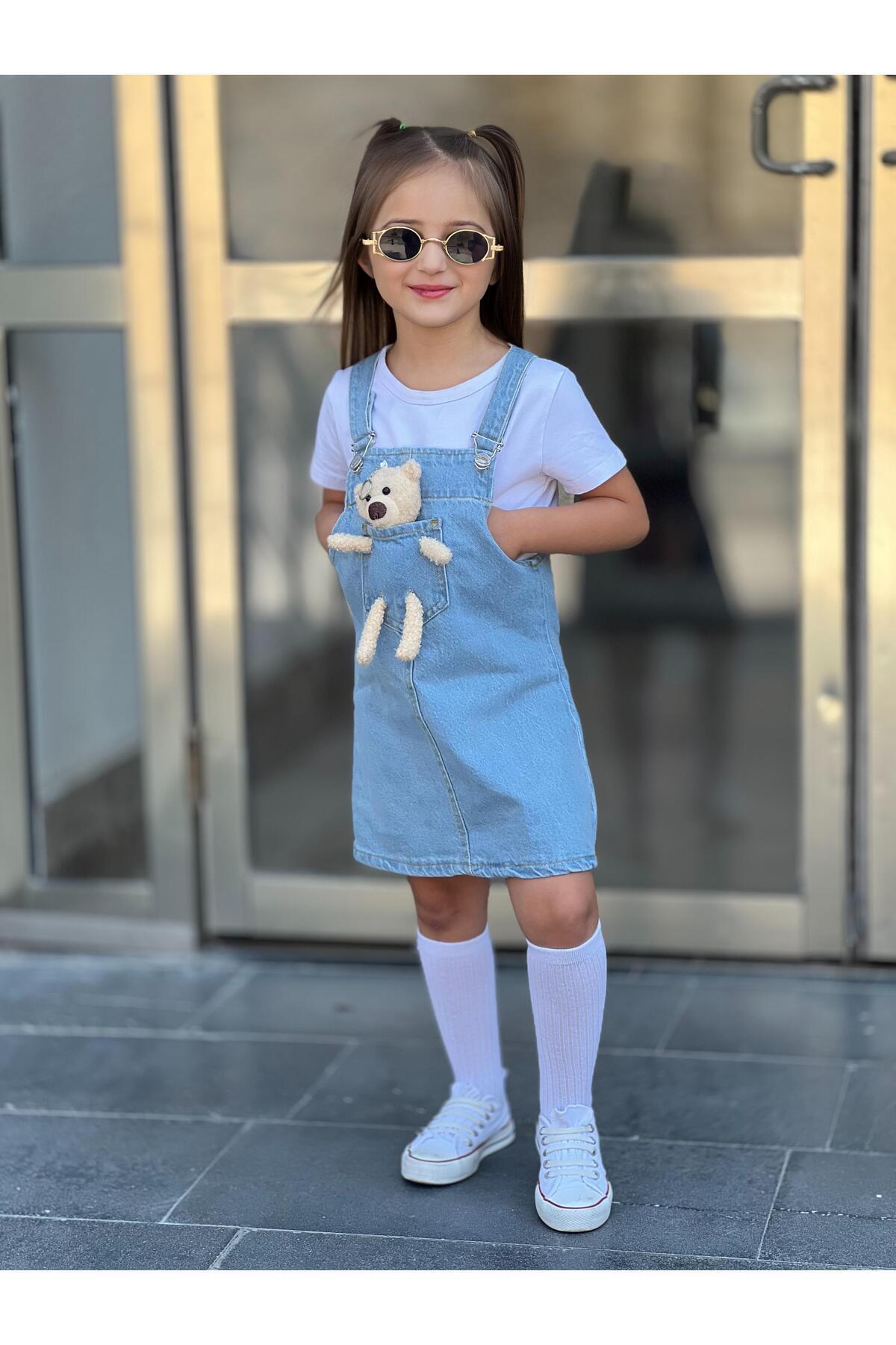 yns coolstar Ayıcıklı Kot Ayarlanabilir Askı Jile / Denim Elbise fotoğrafı 4 (önizleme)