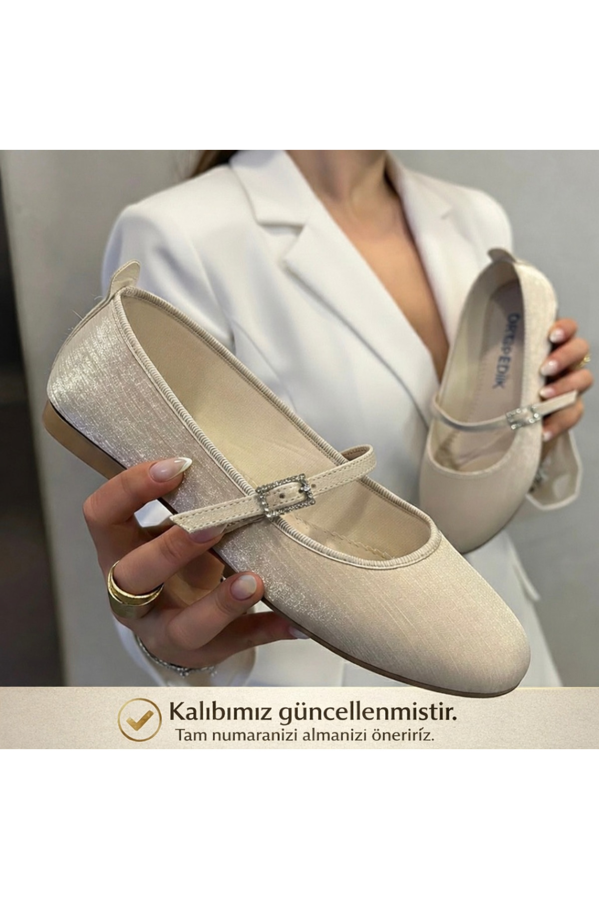 ACMZ SHOES  Saten Kadın Babet Ortopedik Taban Yuvarlak Burun Balerin Ayakkabı - Görsel 3