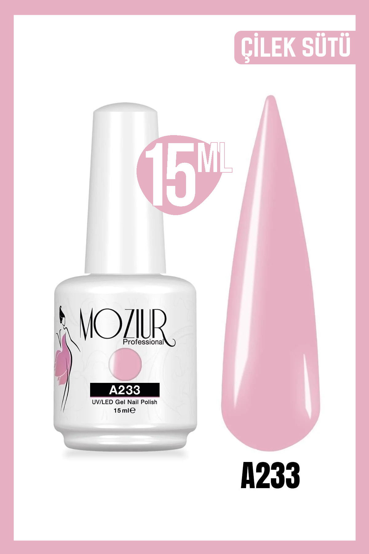 Kalıcı Oje UV Led A233 (PEMBE SERİSİ) 15ml — صورتی 8683089009045