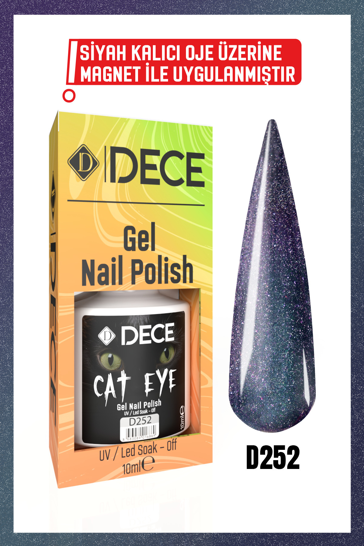 Kalıcı Oje Uv Led D252 (KEDİ GÖZÜ) 10ml — سفید 868308901603603