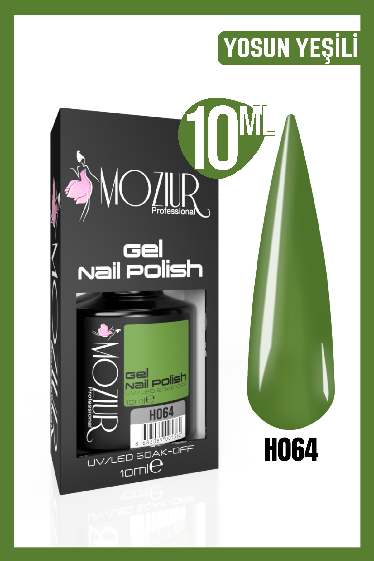 MOZIUR لاک ناخن دائمی UV LED H064 (سری سبز) 10 میلی لیتر — سبز 8683089004750