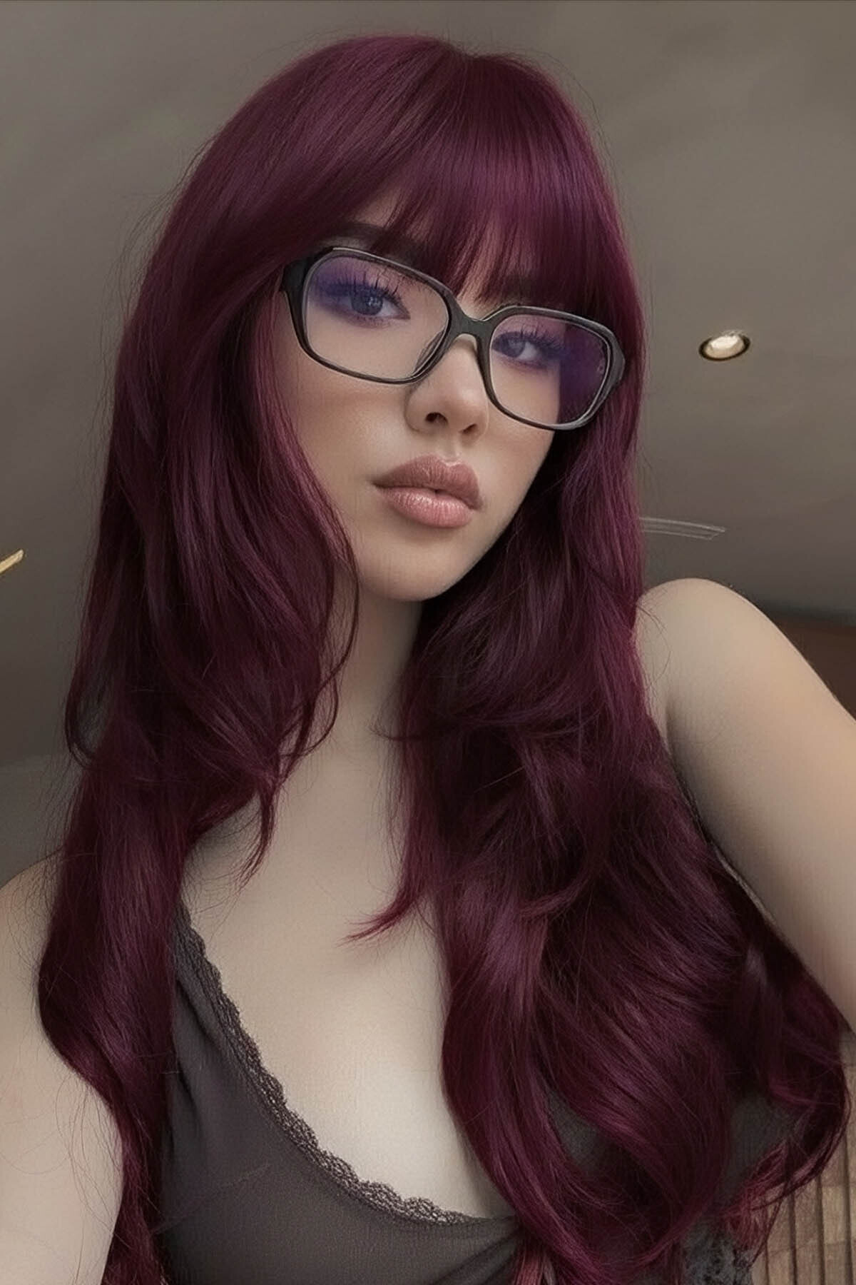 Dark Red Color False Fringe