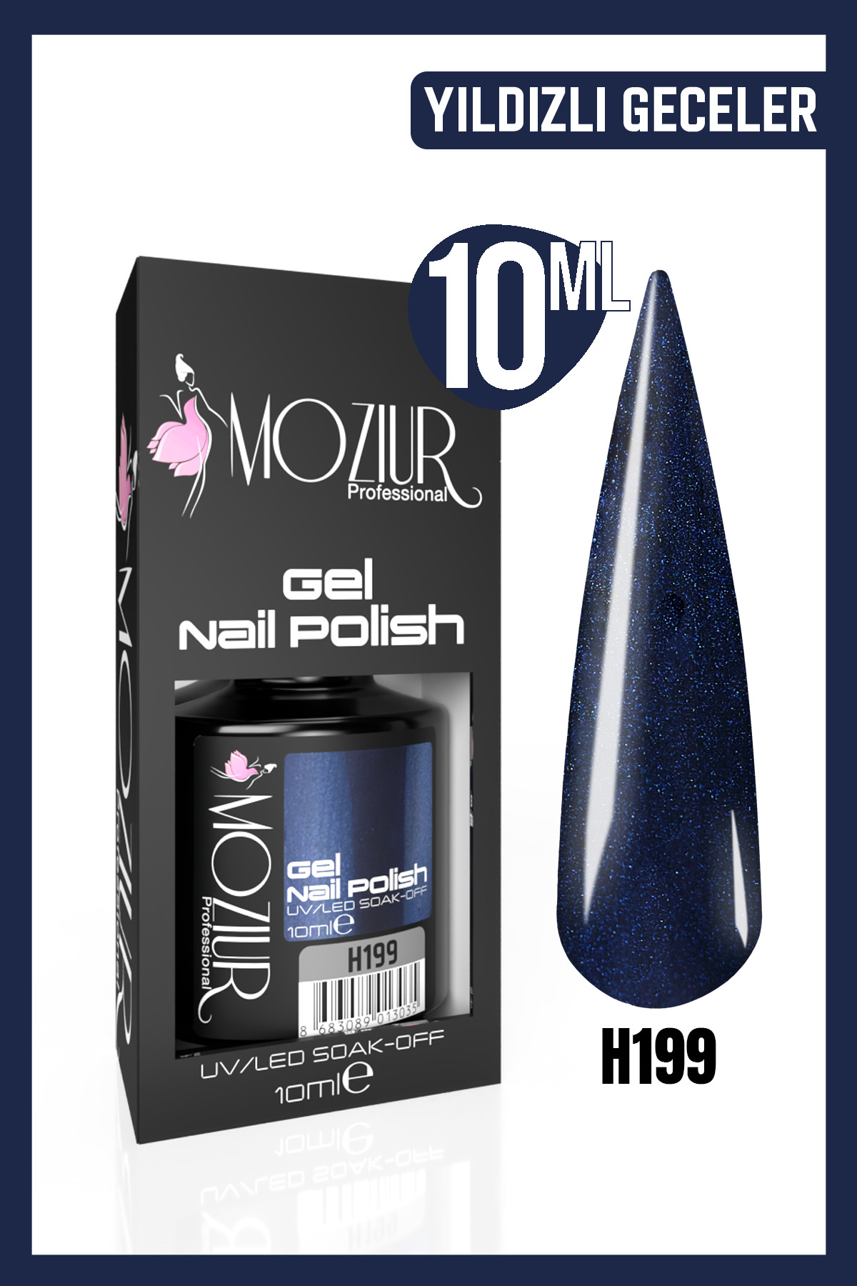 MOZIUR Kalıcı Oje Uv Led H199 (SİMLİ SERİ) 10ml — سرمه‌ای 8683089012311