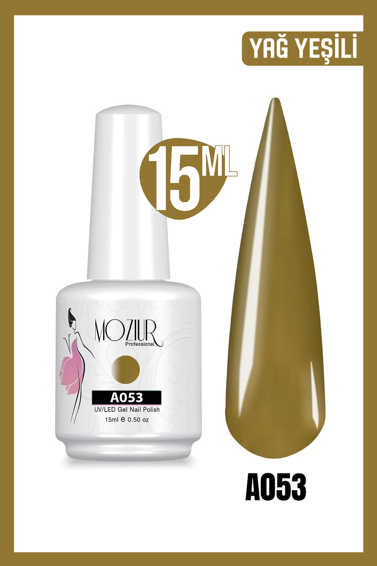 MOZIUR Kalıcı Oje UV Led A053 (YEŞİL SERİSİ) 15ml — سبز 8683089006020
