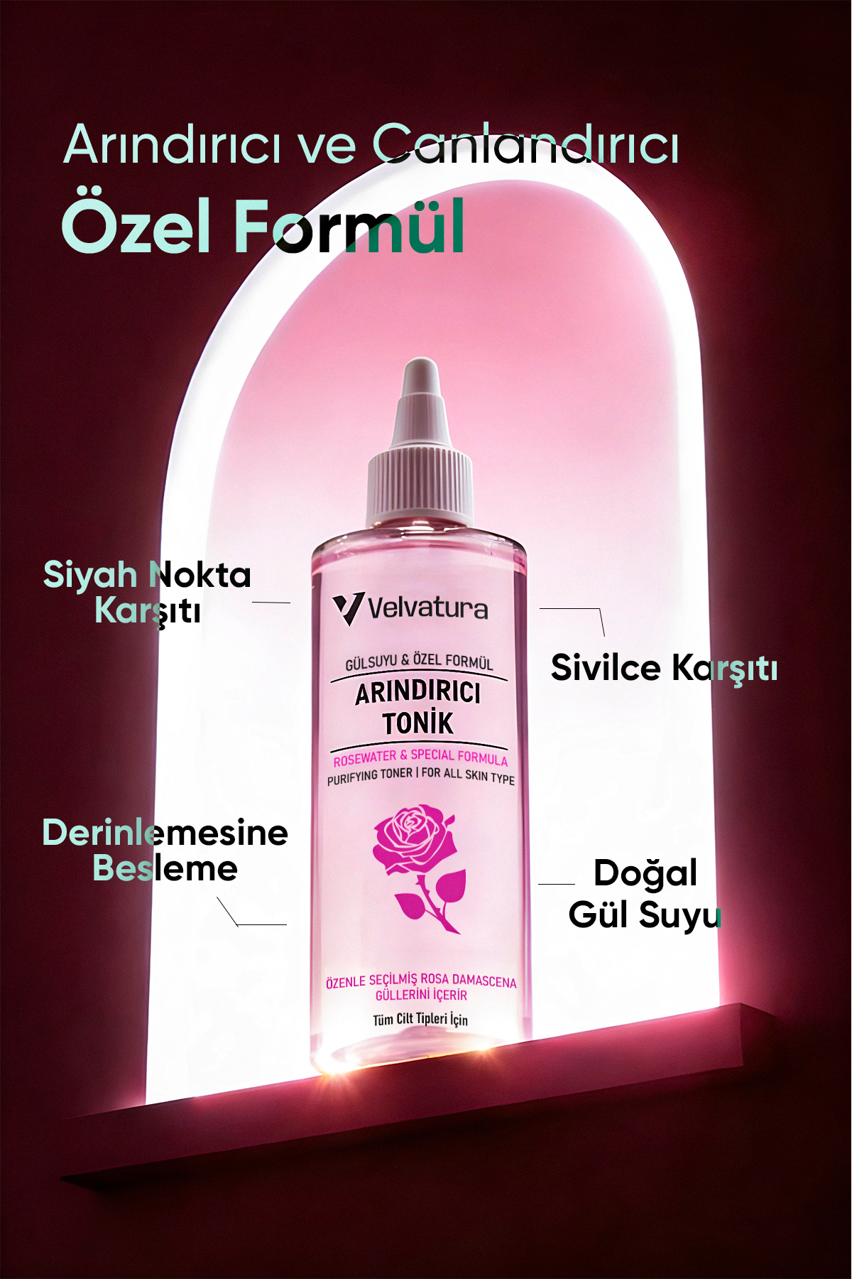 Gül Suyu Tonik Arındırıcı Aydınlatıcı Ve Gözenek Sıkılaştırıcı Leke Karşıtı Tonik 190 ml — gulsuyutonik — تصویر 4 از 9