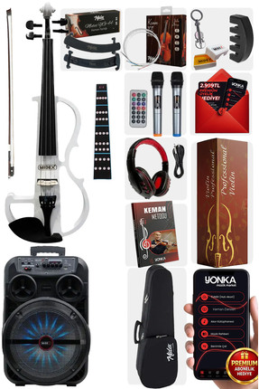 Midex RCZ-606WH-PAK Elektro Keman ve Şarjlı Hoparlör Anfi Mikrofon Seti