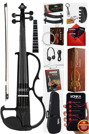 Midex Rcz-606b Elektro Keman Seti Siyah (kulaklık Kablo Metod Yastık )